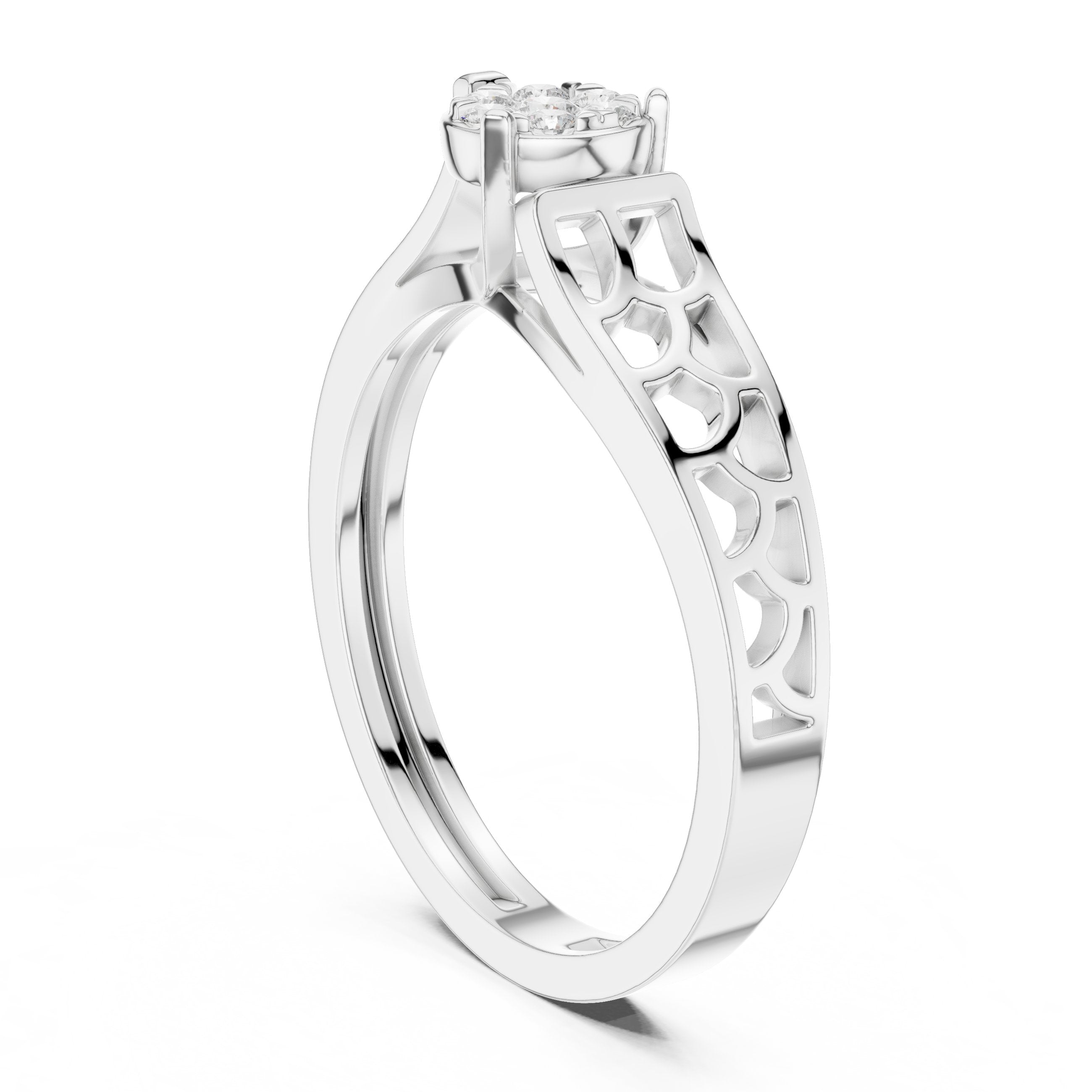 Grand Three Stone Diamond Engagement Ring in White Gold - VYKA Diamonds