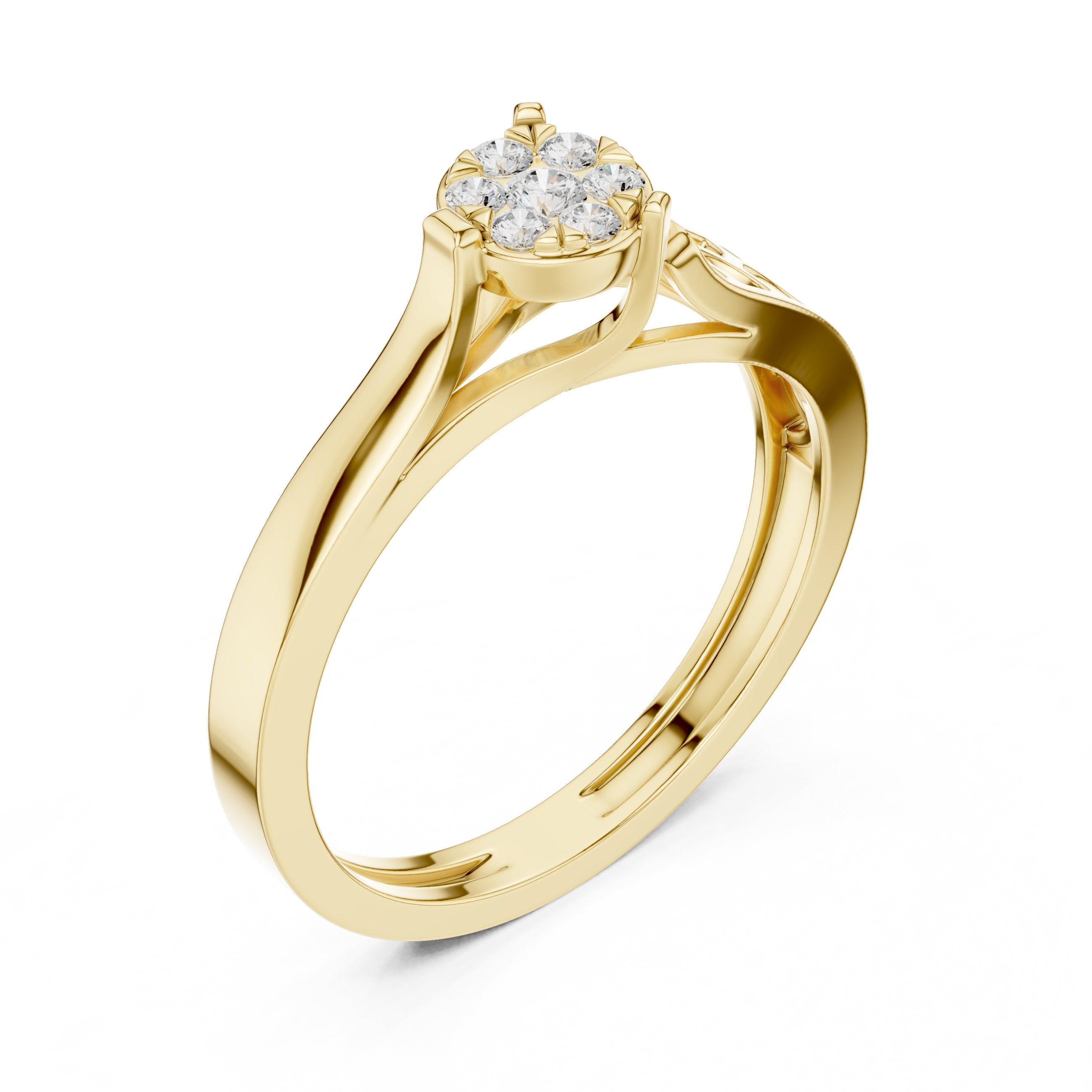 Grand Three Stone Diamond Engagement Ring in Yellow Gold - VYKA Diamonds