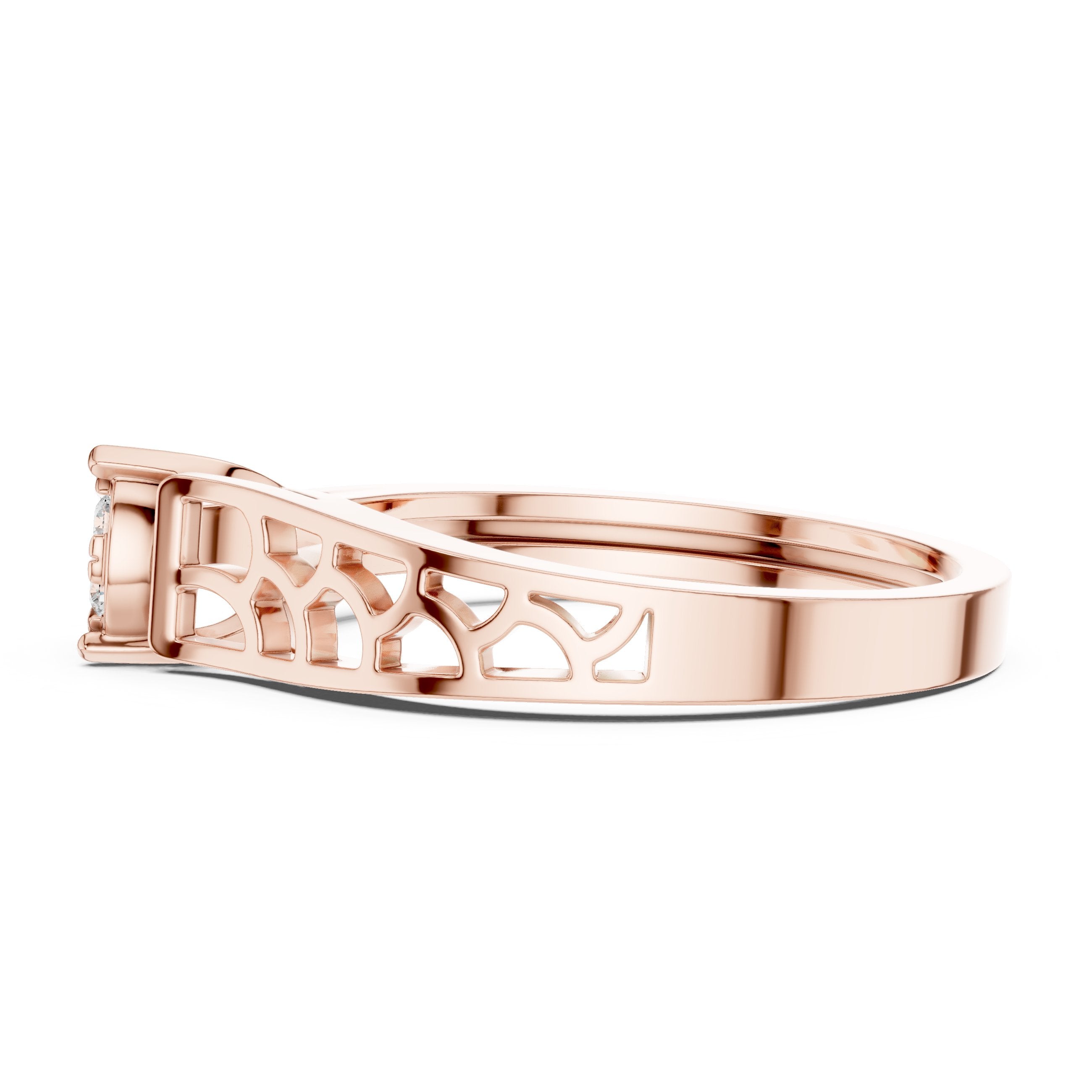 Grand Three Stone Diamond Engagement Ring in Rose Gold - VYKA Diamonds