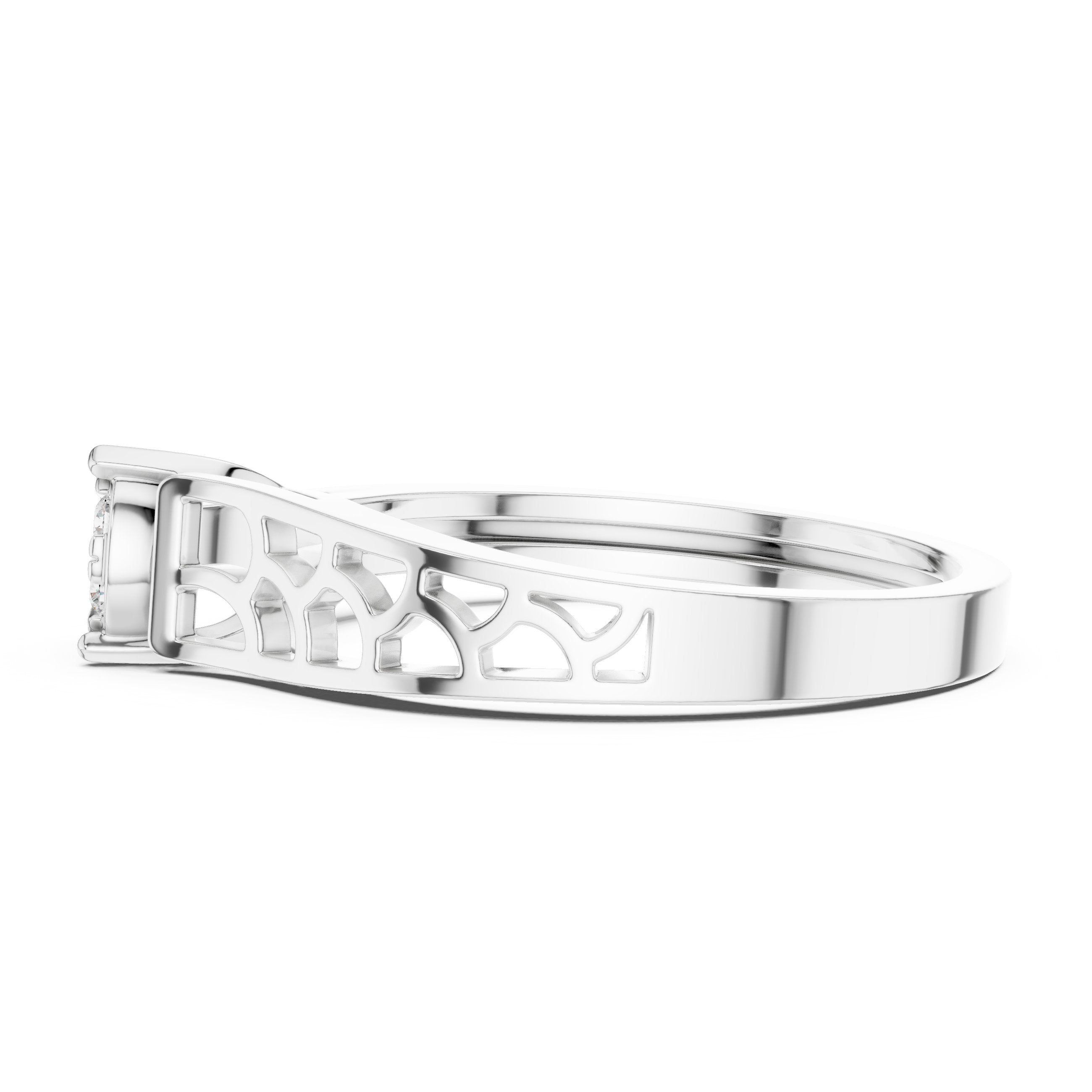 Grand Three Stone Diamond Engagement Ring in White Gold - VYKA Diamonds