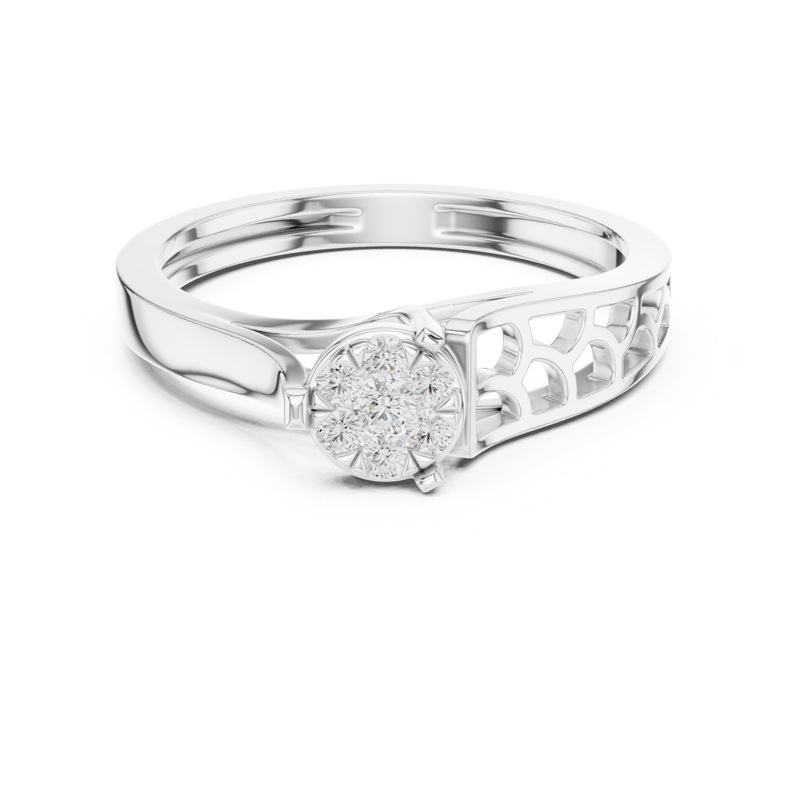 Grand Three Stone Diamond Engagement Ring in White Gold - VYKA Diamonds