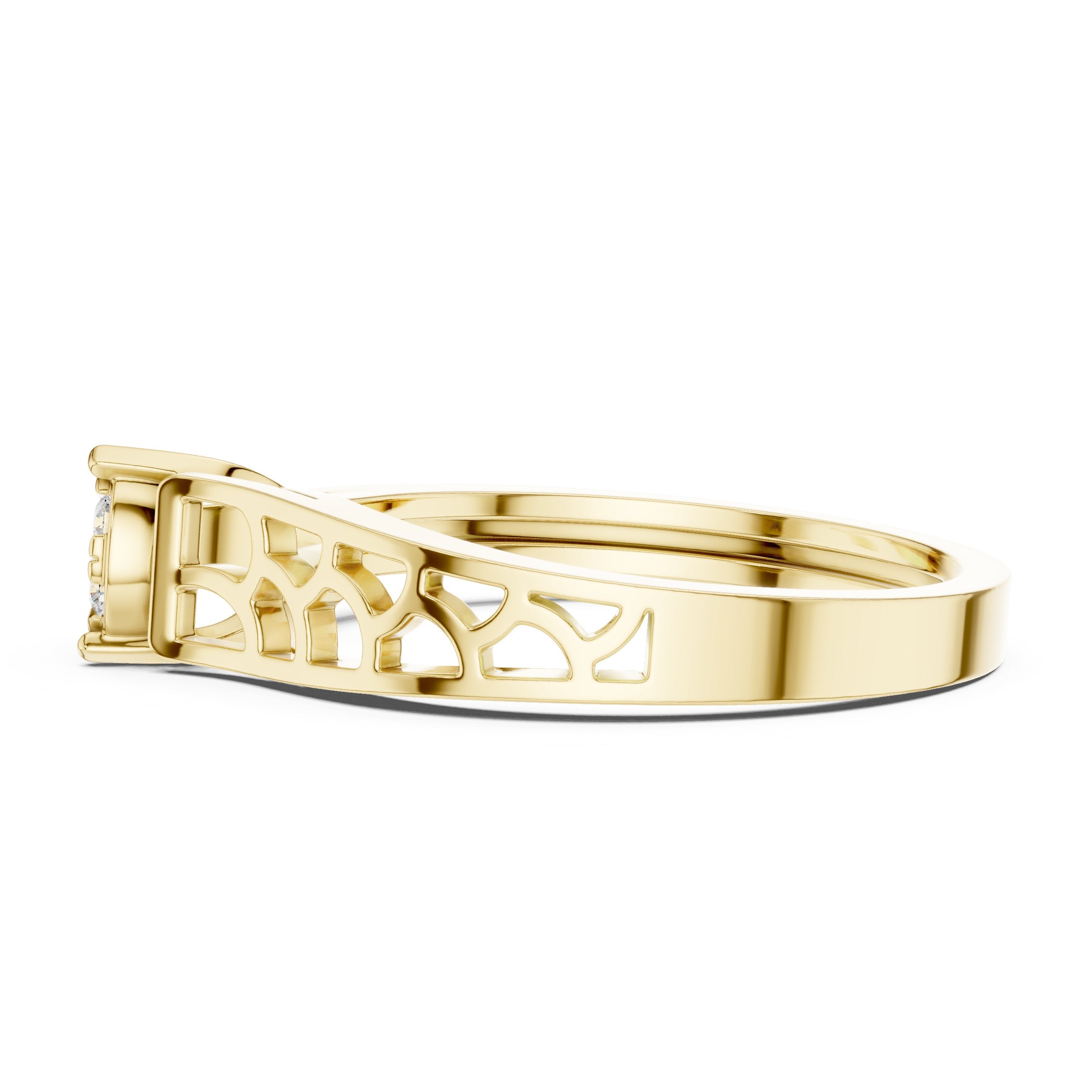 Grand Three Stone Diamond Engagement Ring in Yellow Gold - VYKA Diamonds