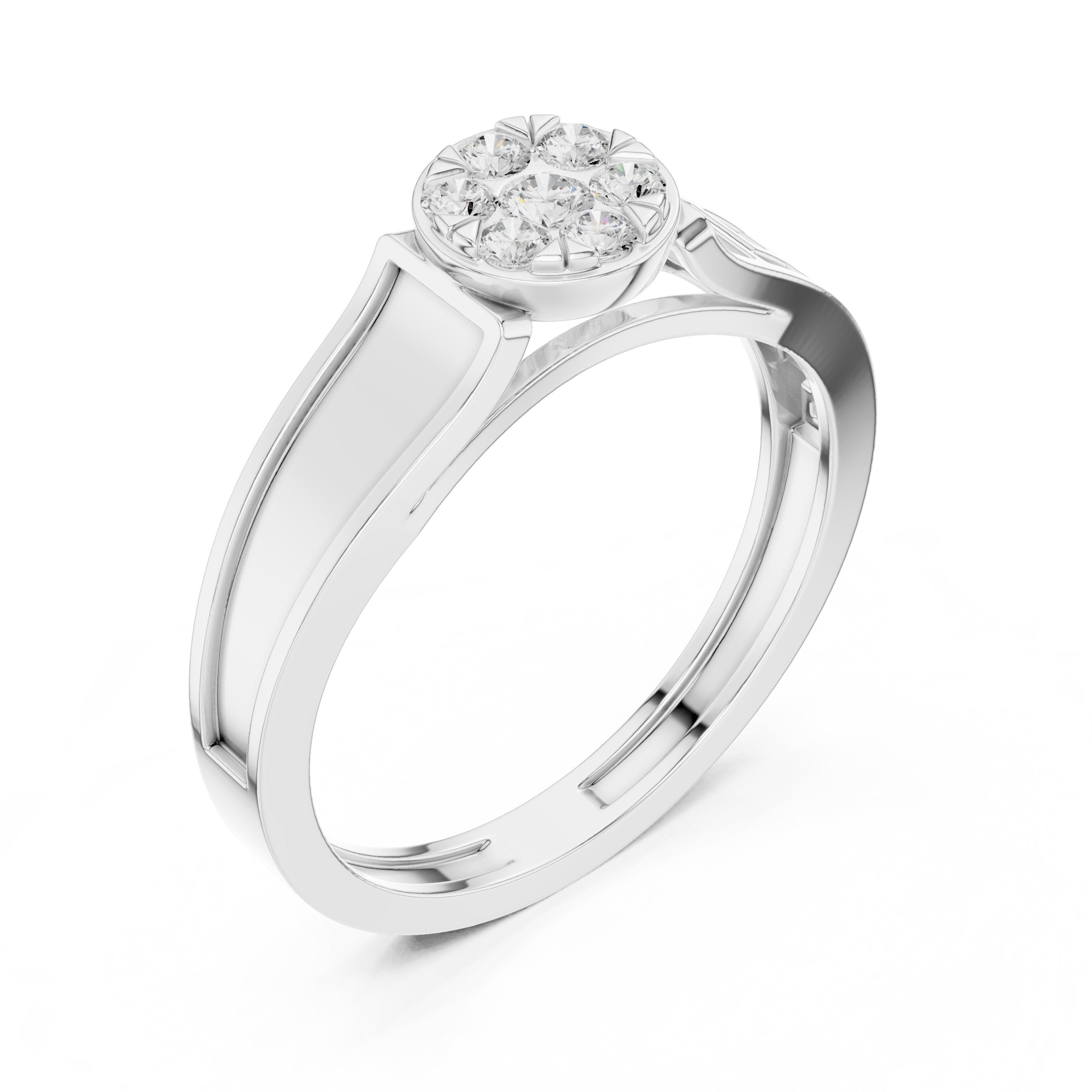 Intricate Channel Set Diamond Engagement Ring in White Gold - VYKA Diamonds