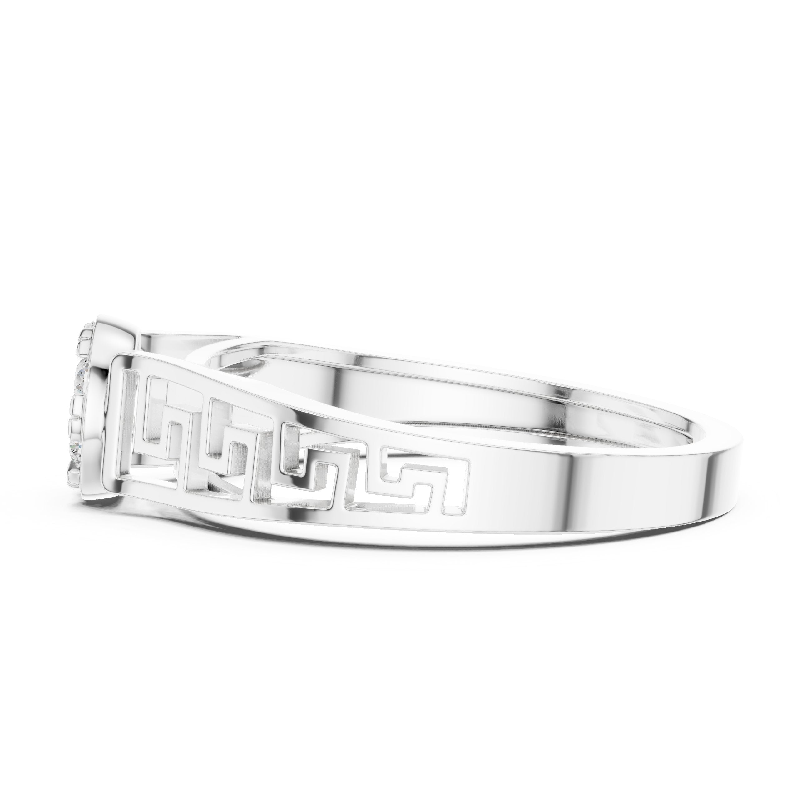 Intricate Channel Set Diamond Engagement Ring in White Gold - VYKA Diamonds