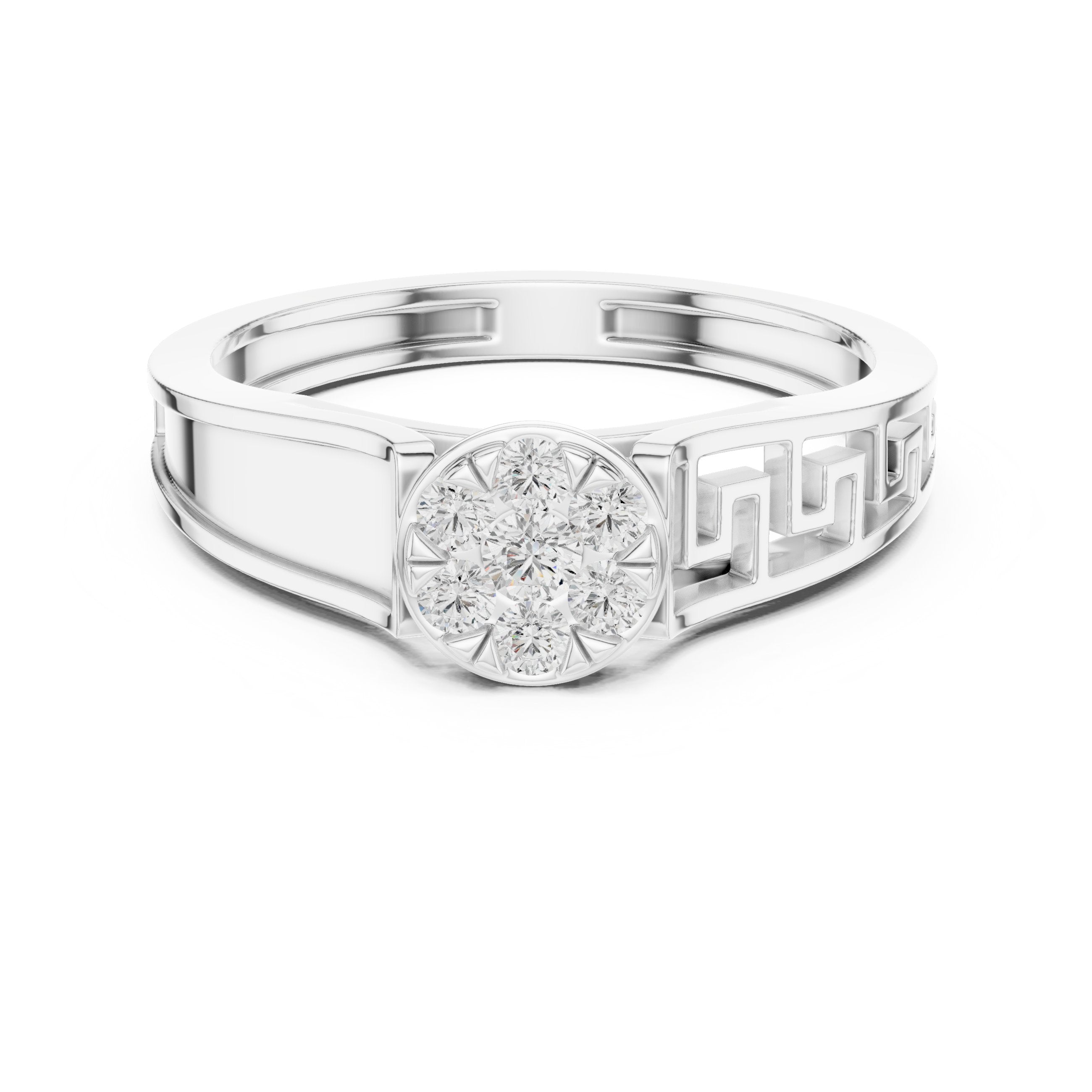 Intricate Channel Set Diamond Engagement Ring in White Gold - VYKA Diamonds