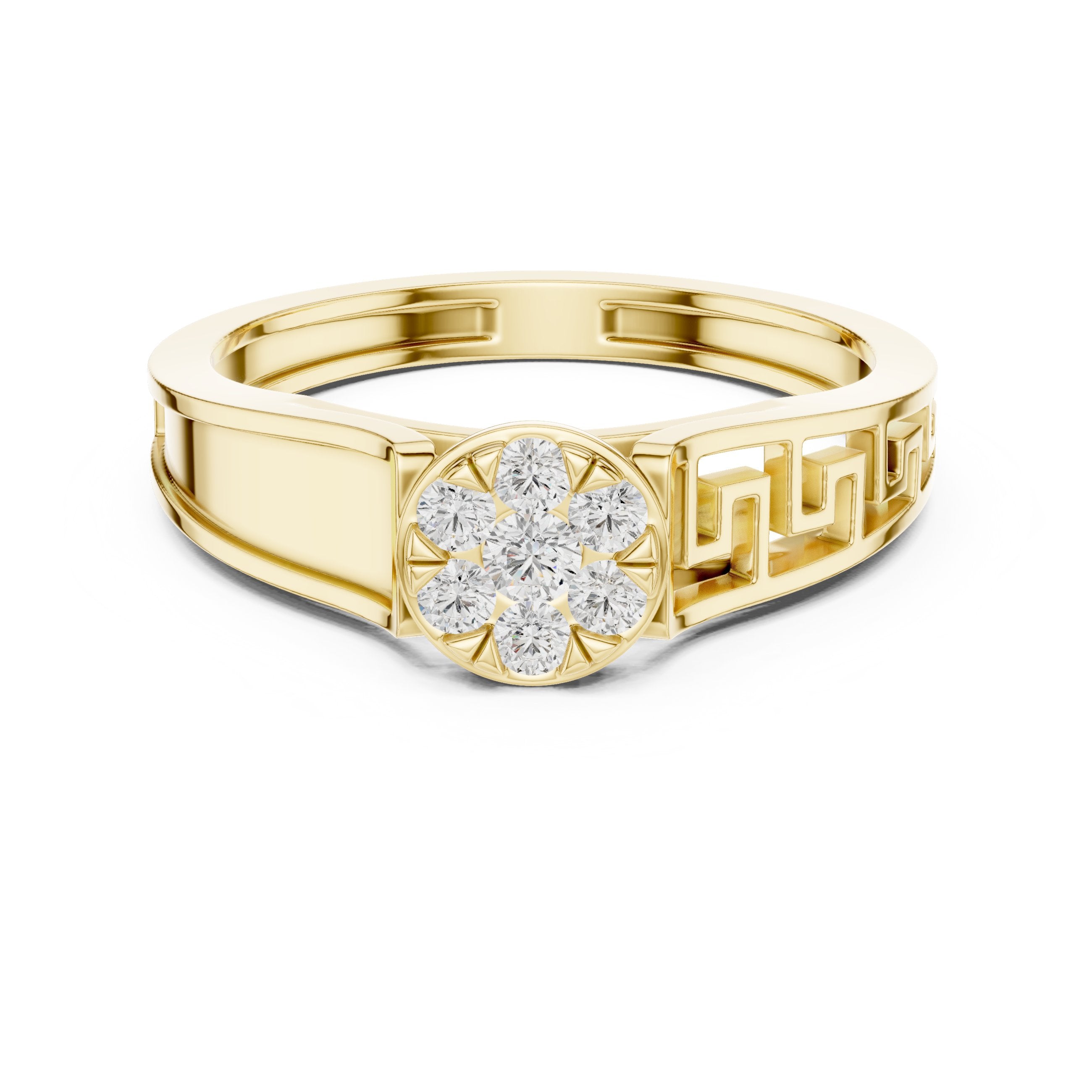 Intricate Channel Set Diamond Engagement Ring in Yellow Gold - VYKA Diamonds