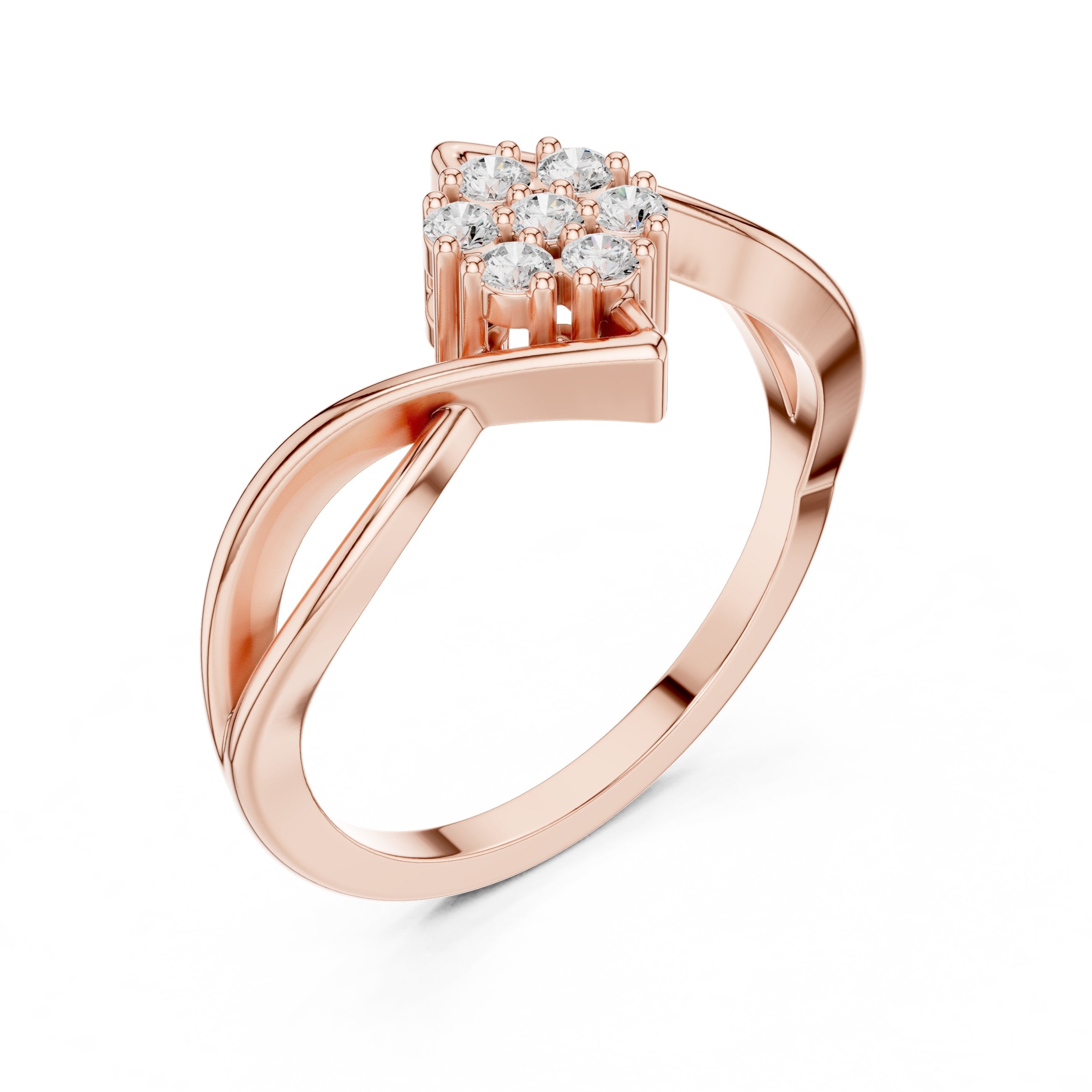 Modish Split Shank Diamond Engagement Ring in Rose Gold - VYKA Diamonds