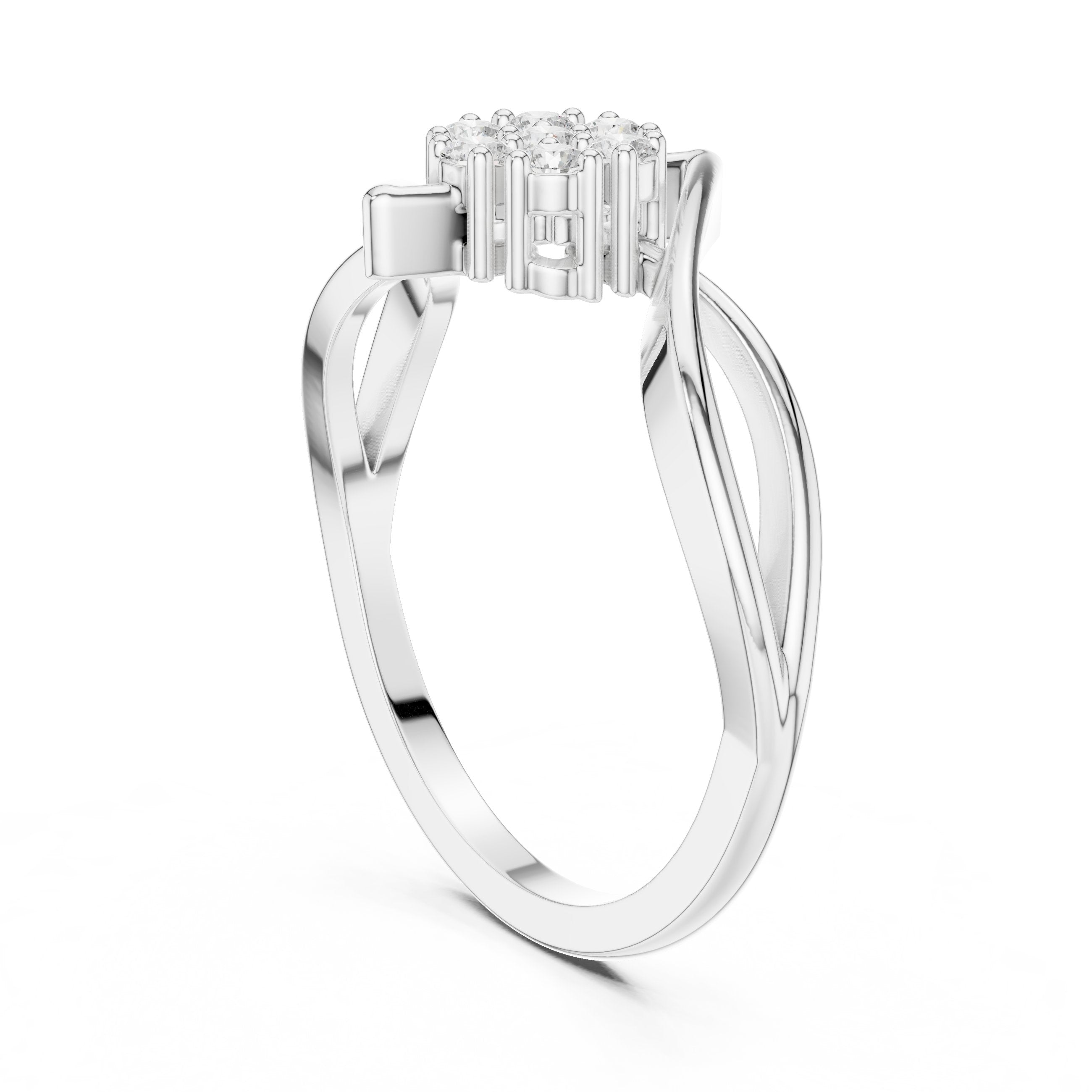 Modish Split Shank Diamond Engagement Ring in White Gold - VYKA Diamonds