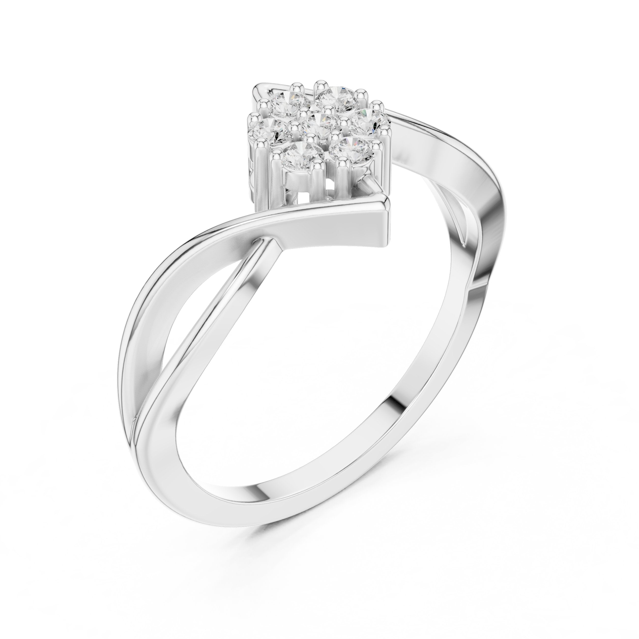 Modish Split Shank Diamond Engagement Ring in White Gold - VYKA Diamonds