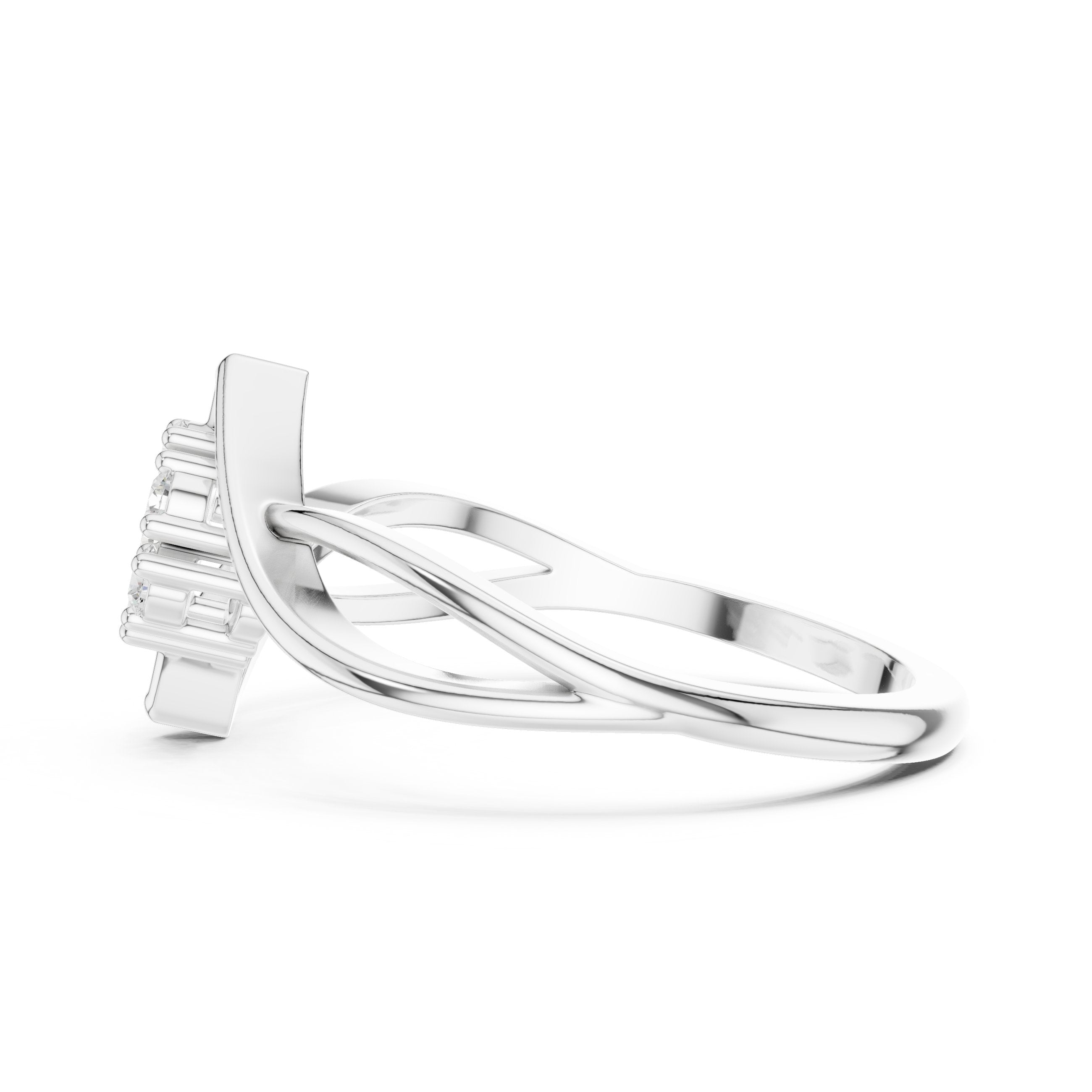 Modish Split Shank Diamond Engagement Ring in White Gold - VYKA Diamonds