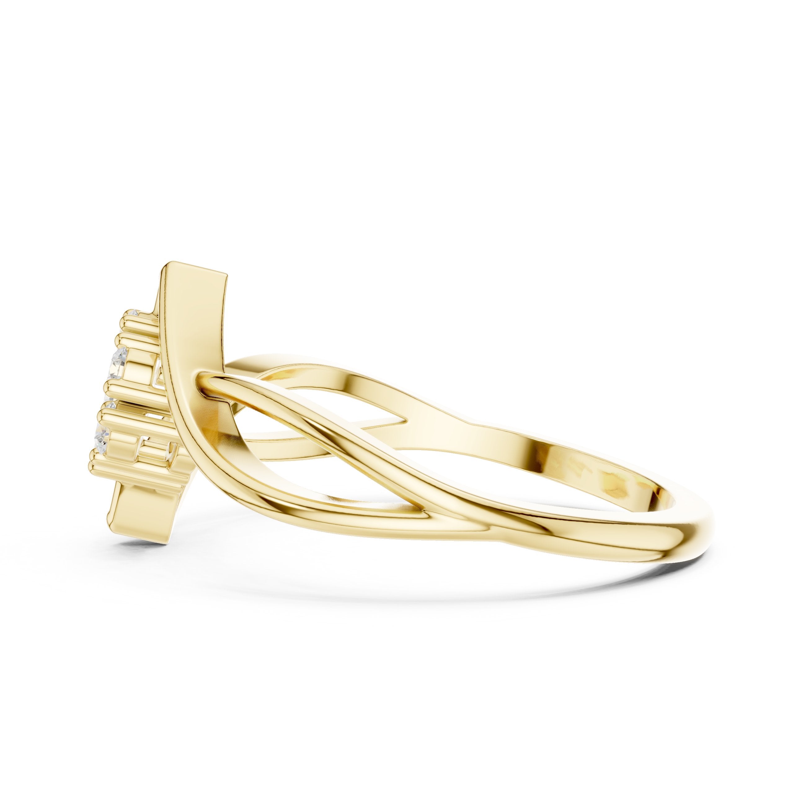 Modish Split Shank Diamond Engagement Ring in Yellow Gold - VYKA Diamonds