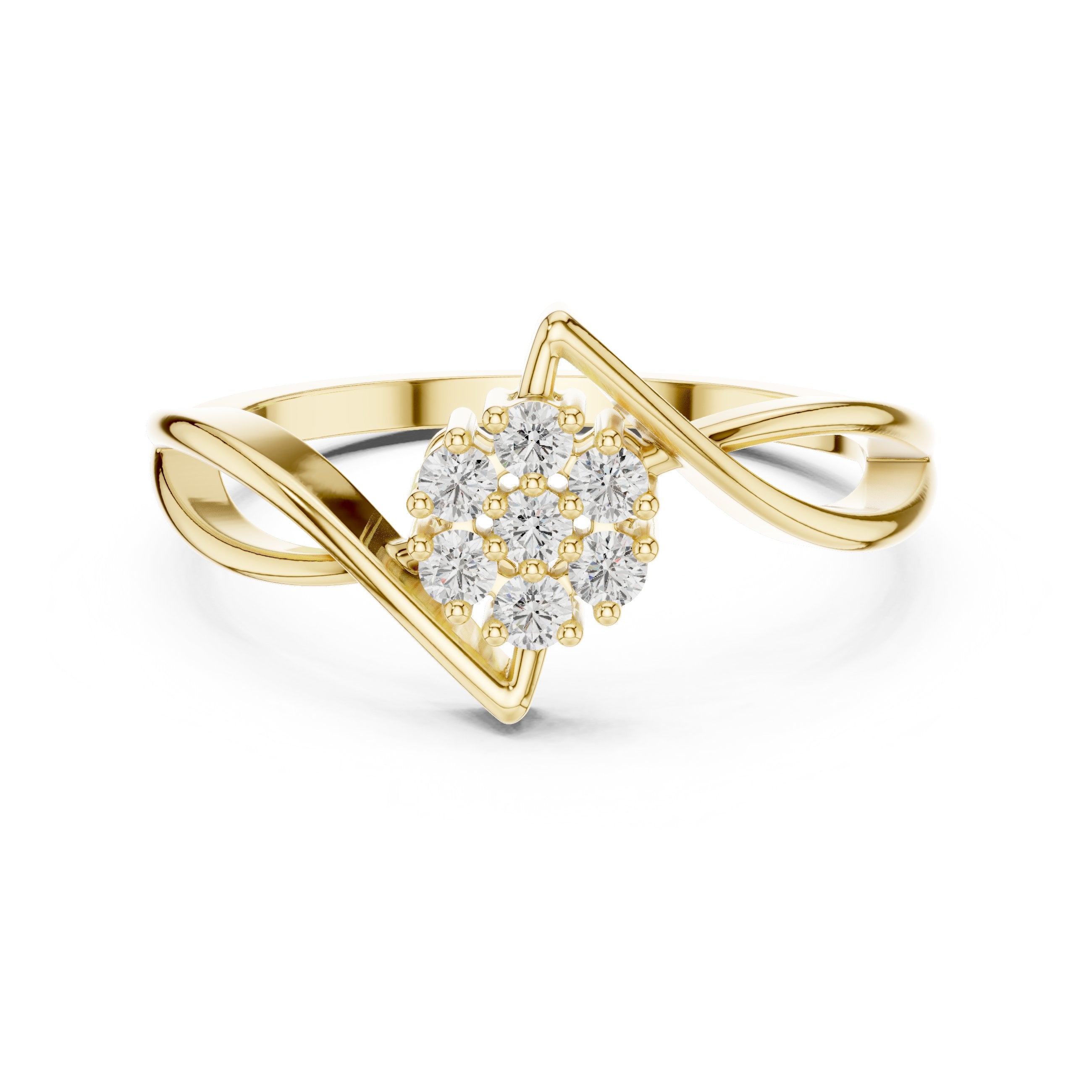 Modish Split Shank Diamond Engagement Ring in Yellow Gold - VYKA Diamonds