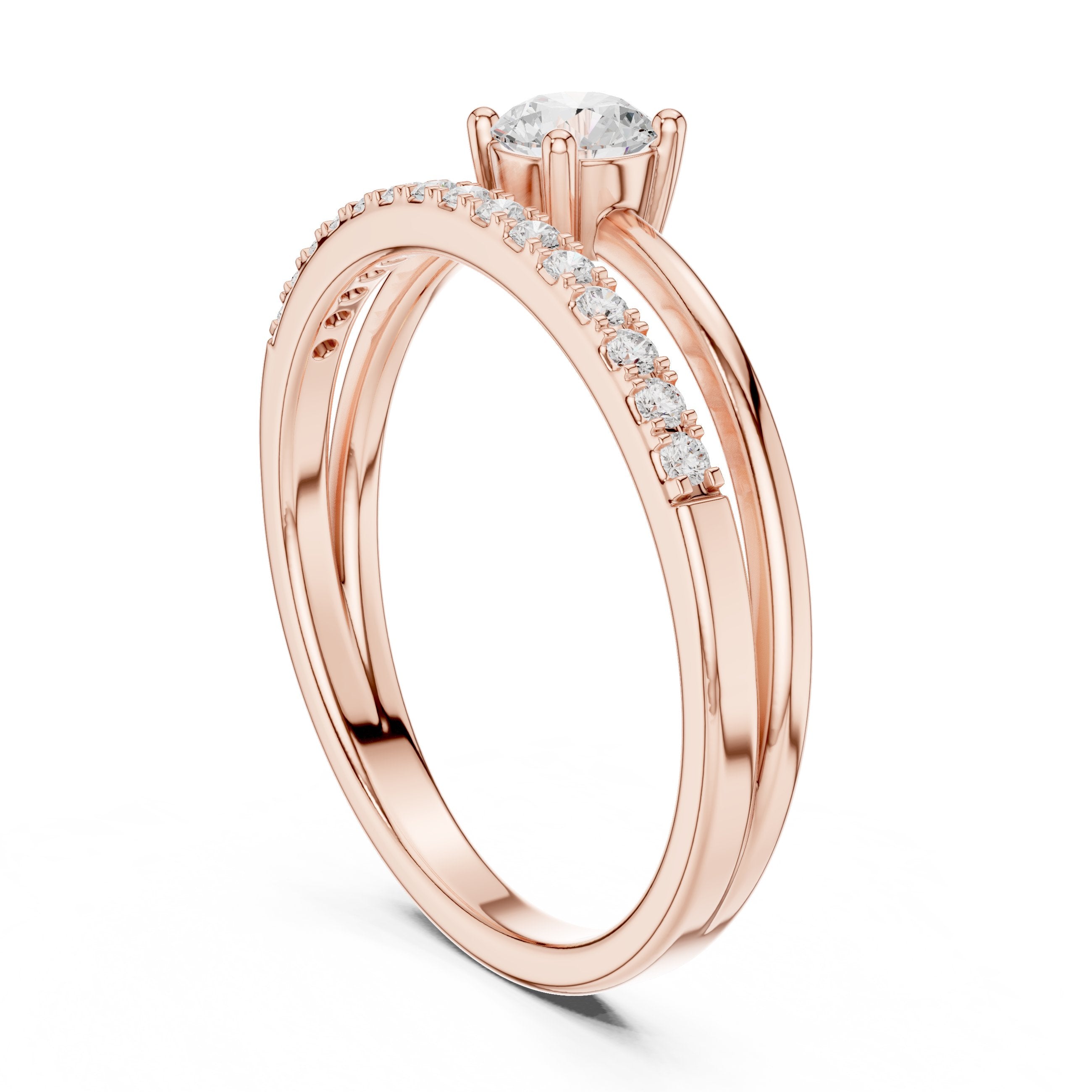 Brilliant Hidden Halo Diamond Engagement Ring in Rose Gold - VYKA Diamonds
