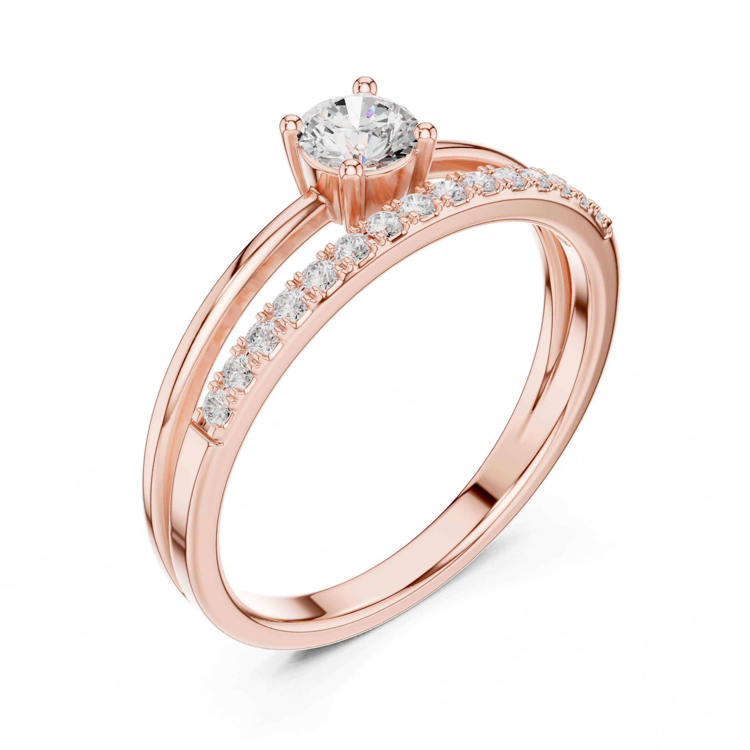 Brilliant Hidden Halo Diamond Engagement Ring in Rose Gold - VYKA Diamonds