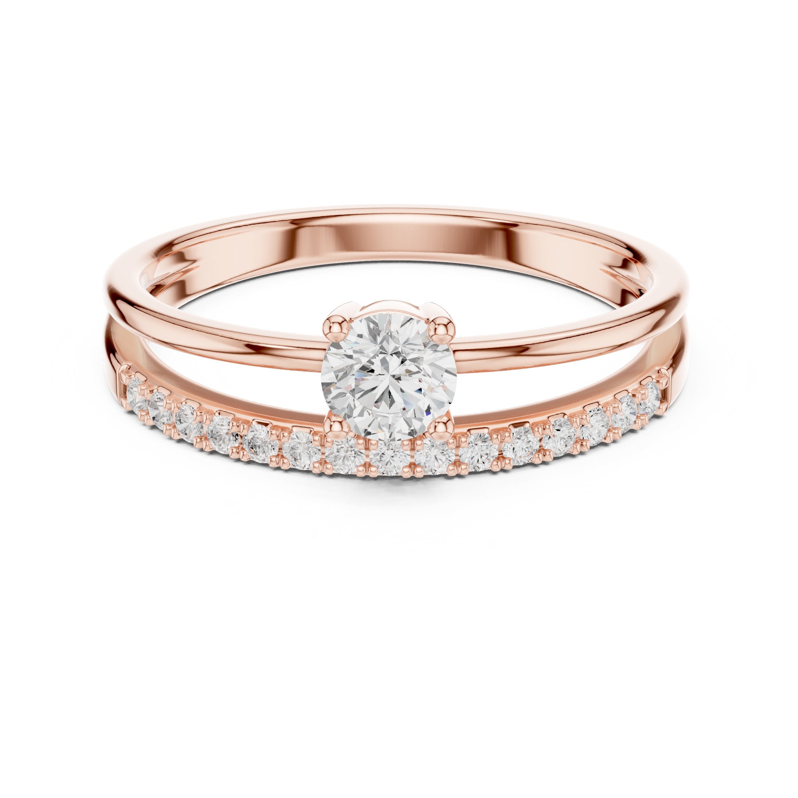 Brilliant Hidden Halo Diamond Engagement Ring in Rose Gold - VYKA Diamonds