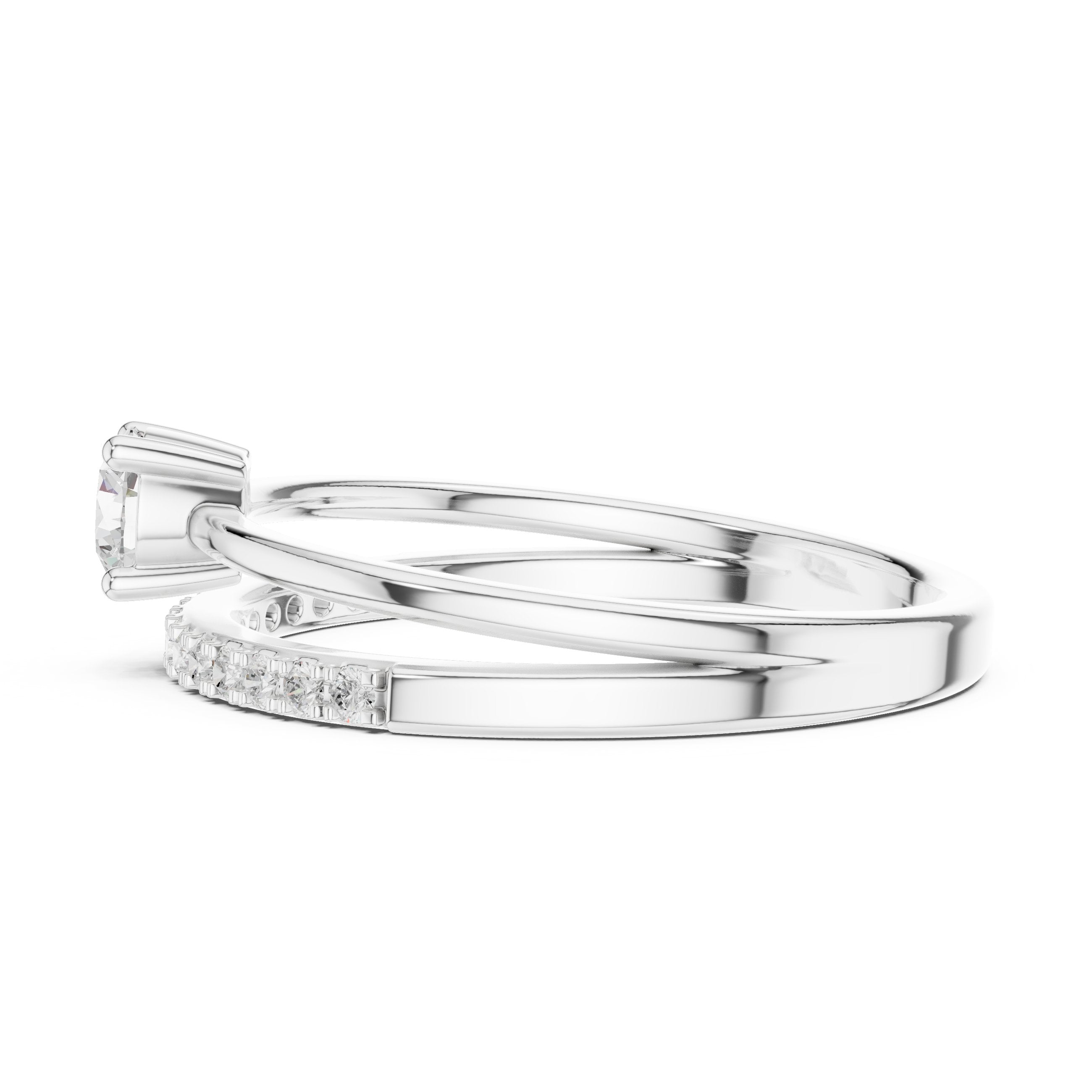 Brilliant Hidden Halo Diamond Engagement Ring in White Gold - VYKA Diamonds