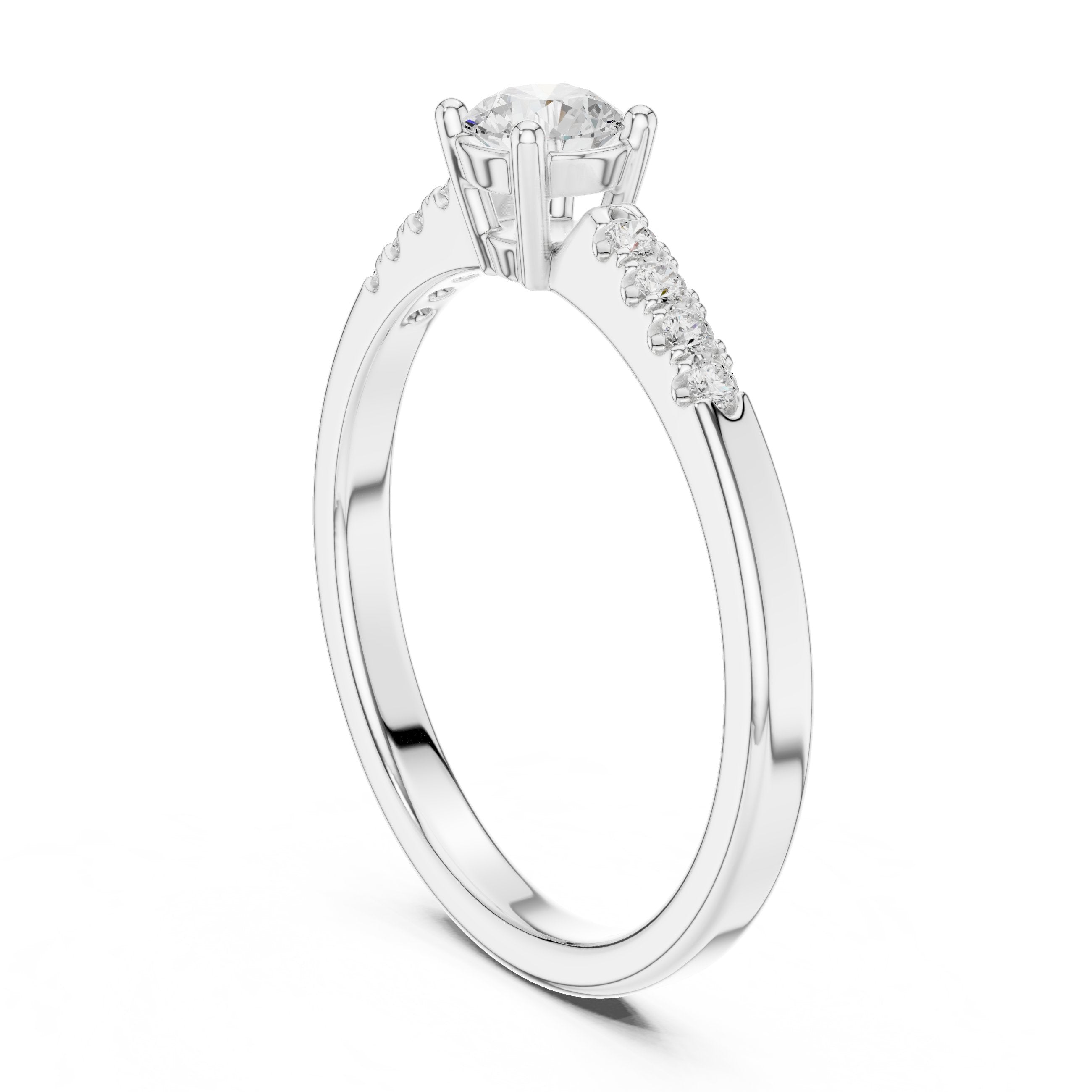 Enchanting Floral Diamond Engagement Ring in White Gold - VYKA Diamonds