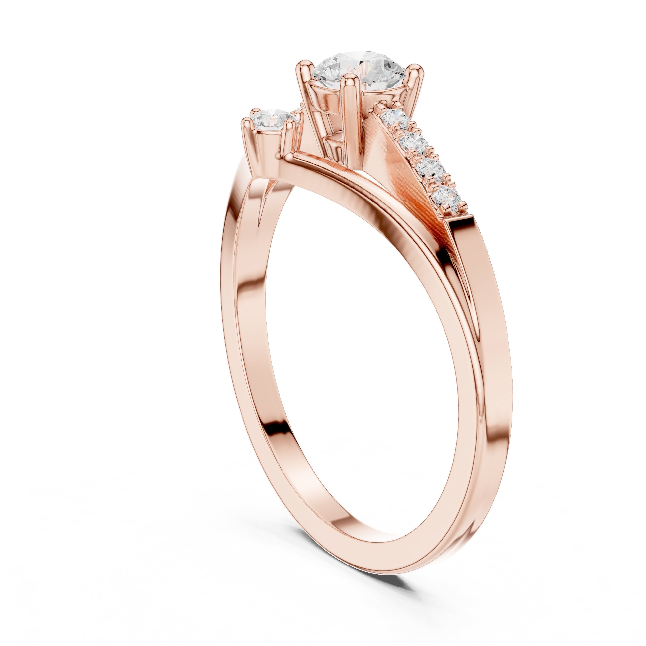 Imperial Knife Edge Diamond Engagement Ring in Rose Gold - VYKA Diamonds