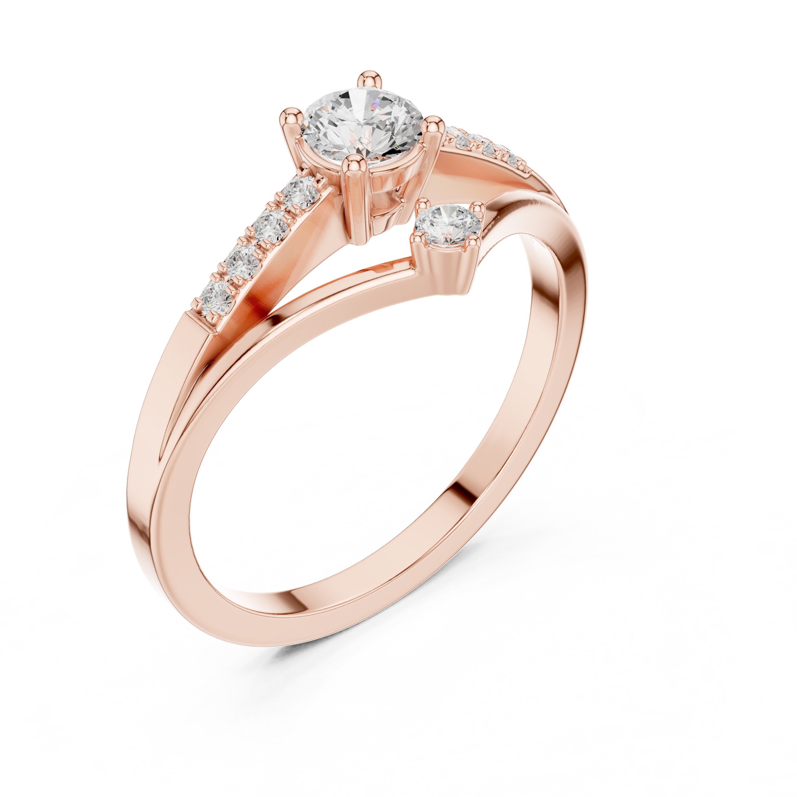 Imperial Knife Edge Diamond Engagement Ring in Rose Gold - VYKA Diamonds
