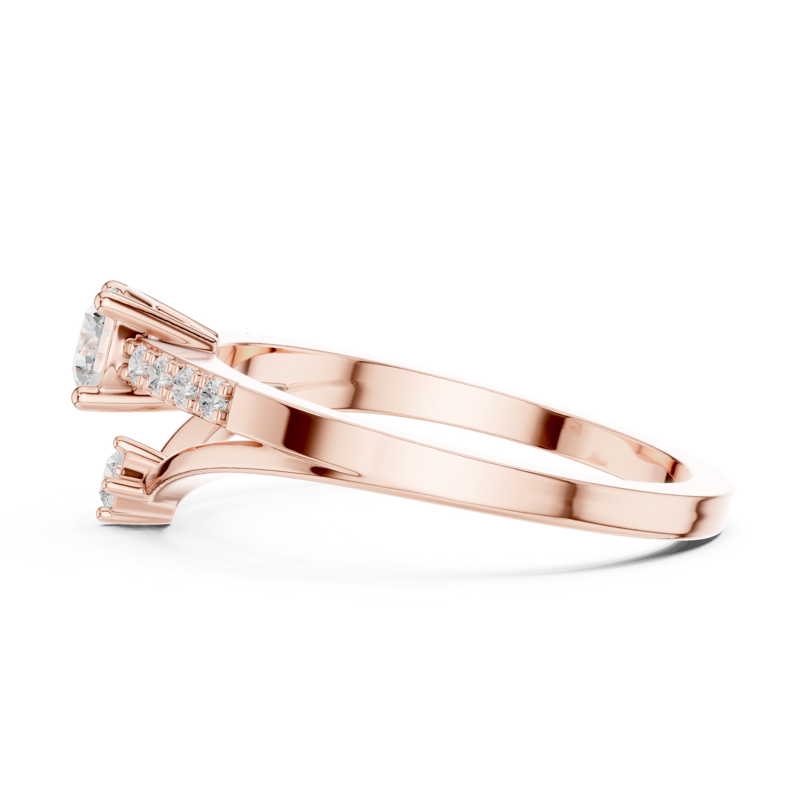 Imperial Knife Edge Diamond Engagement Ring in Rose Gold - VYKA Diamonds