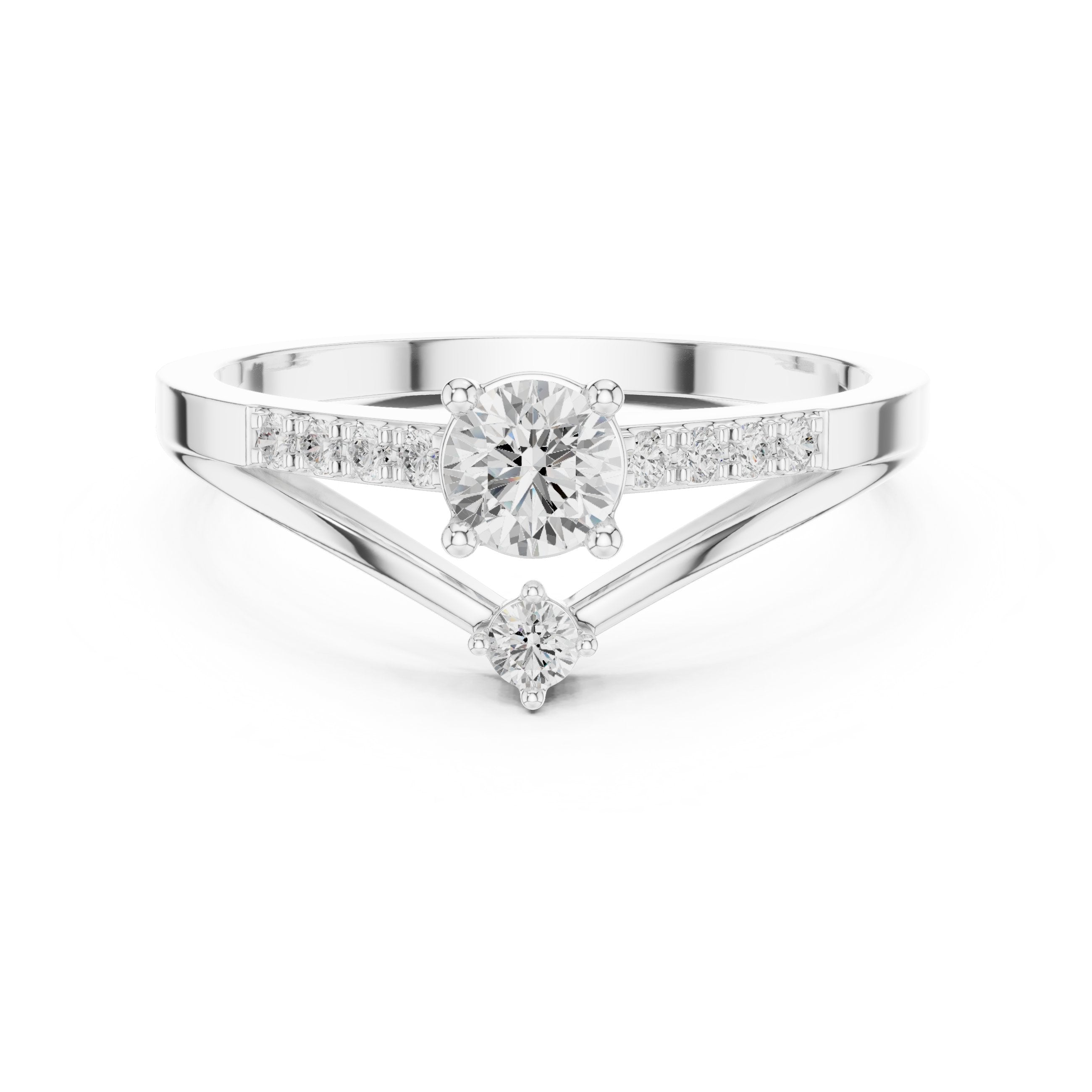 Imperial Knife Edge Diamond Engagement Ring in White Gold - VYKA Diamonds