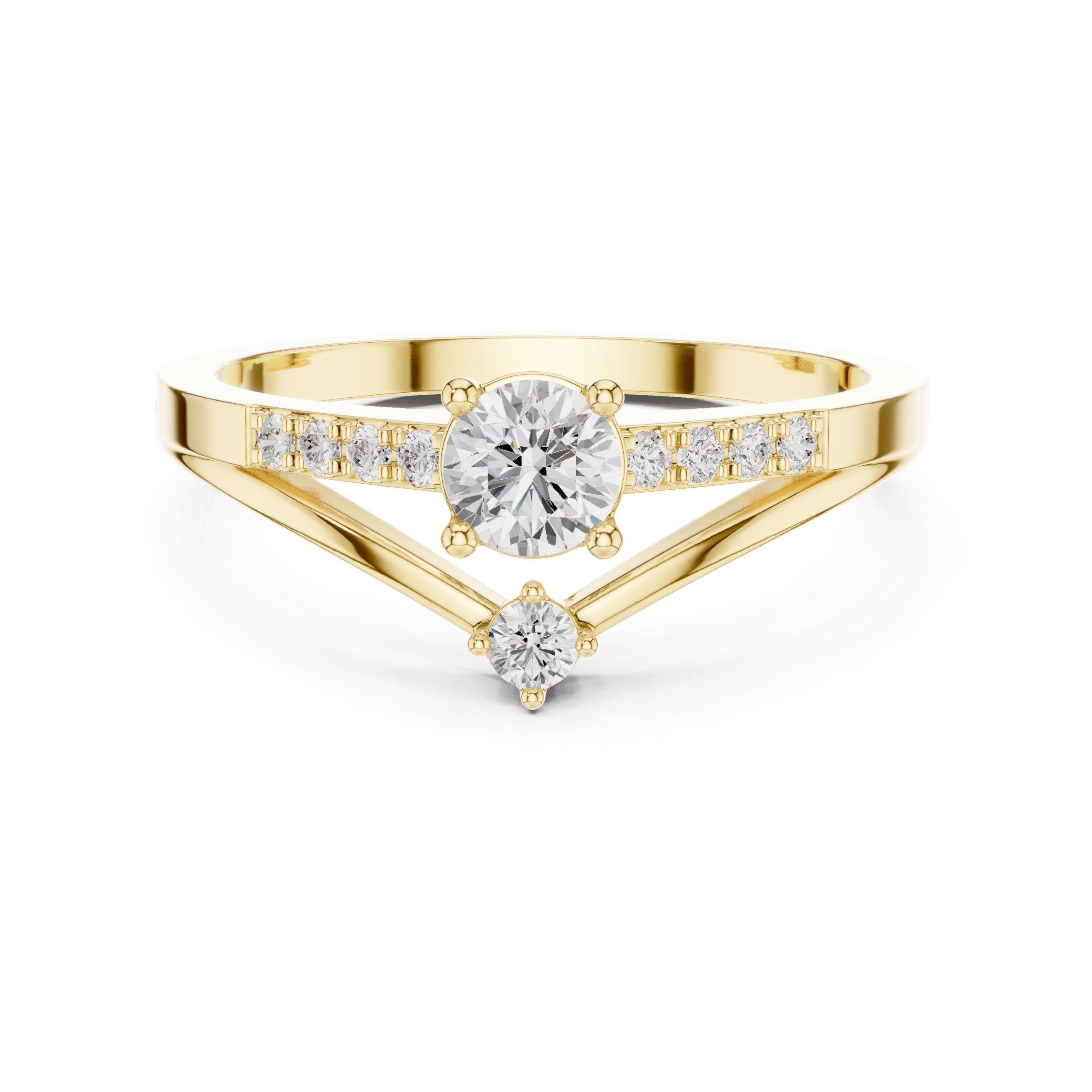 Imperial Knife Edge Diamond Engagement Ring in Yellow Gold - VYKA Diamonds