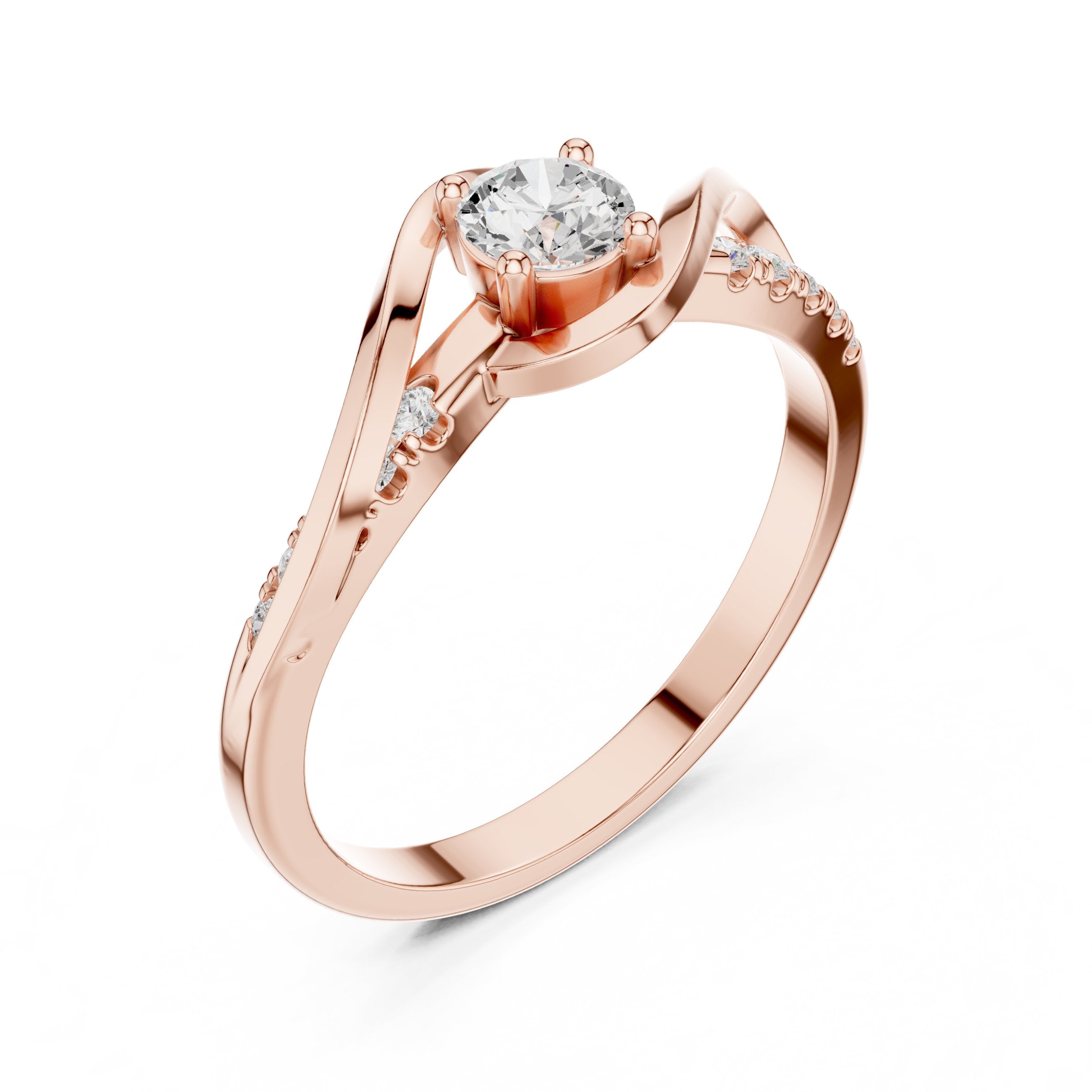 Diamond Infinity Twist Solitaire Ring in Rose Gold - VYKA Diamonds