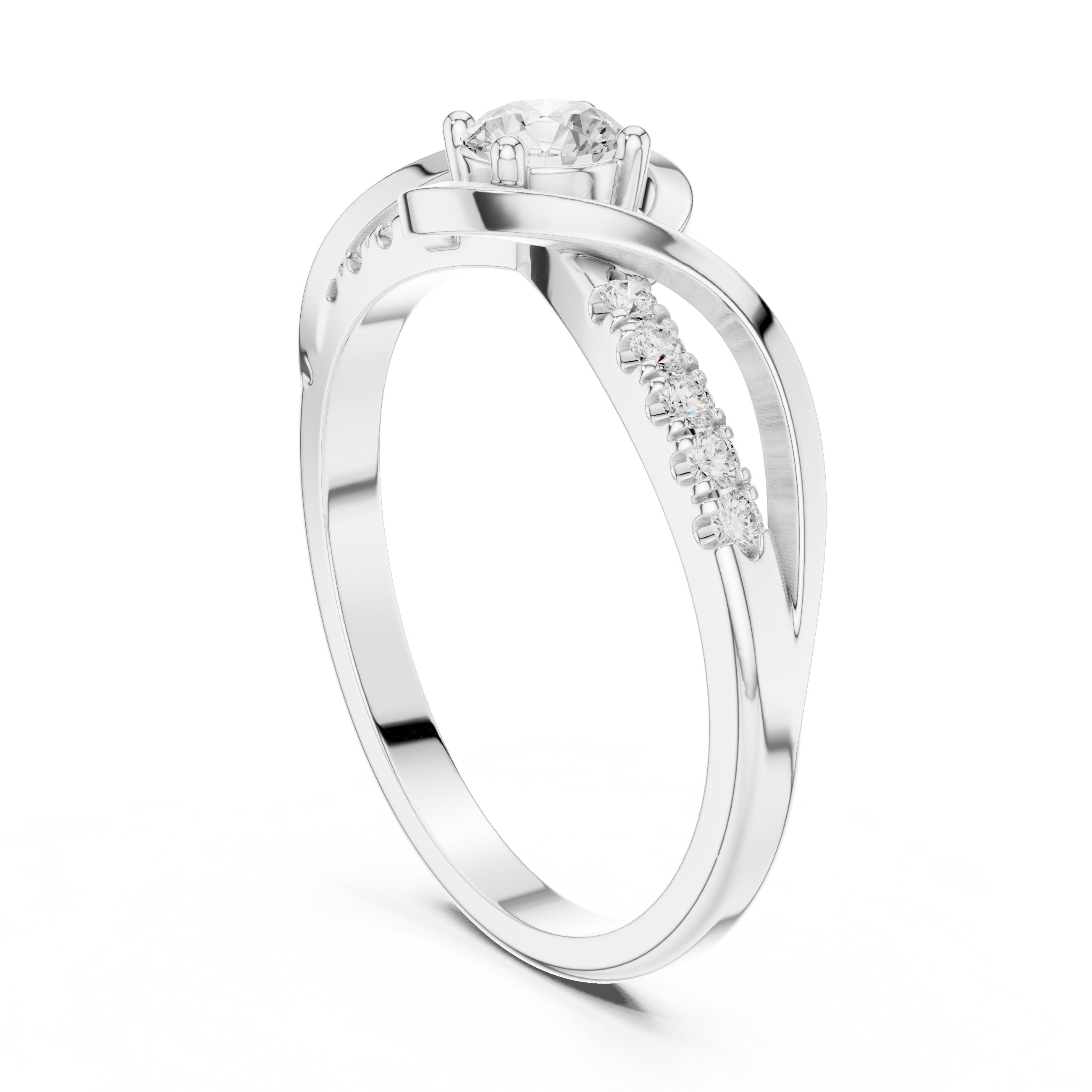 Diamond Infinity Twist Solitaire Ring in White Gold - VYKA Diamonds