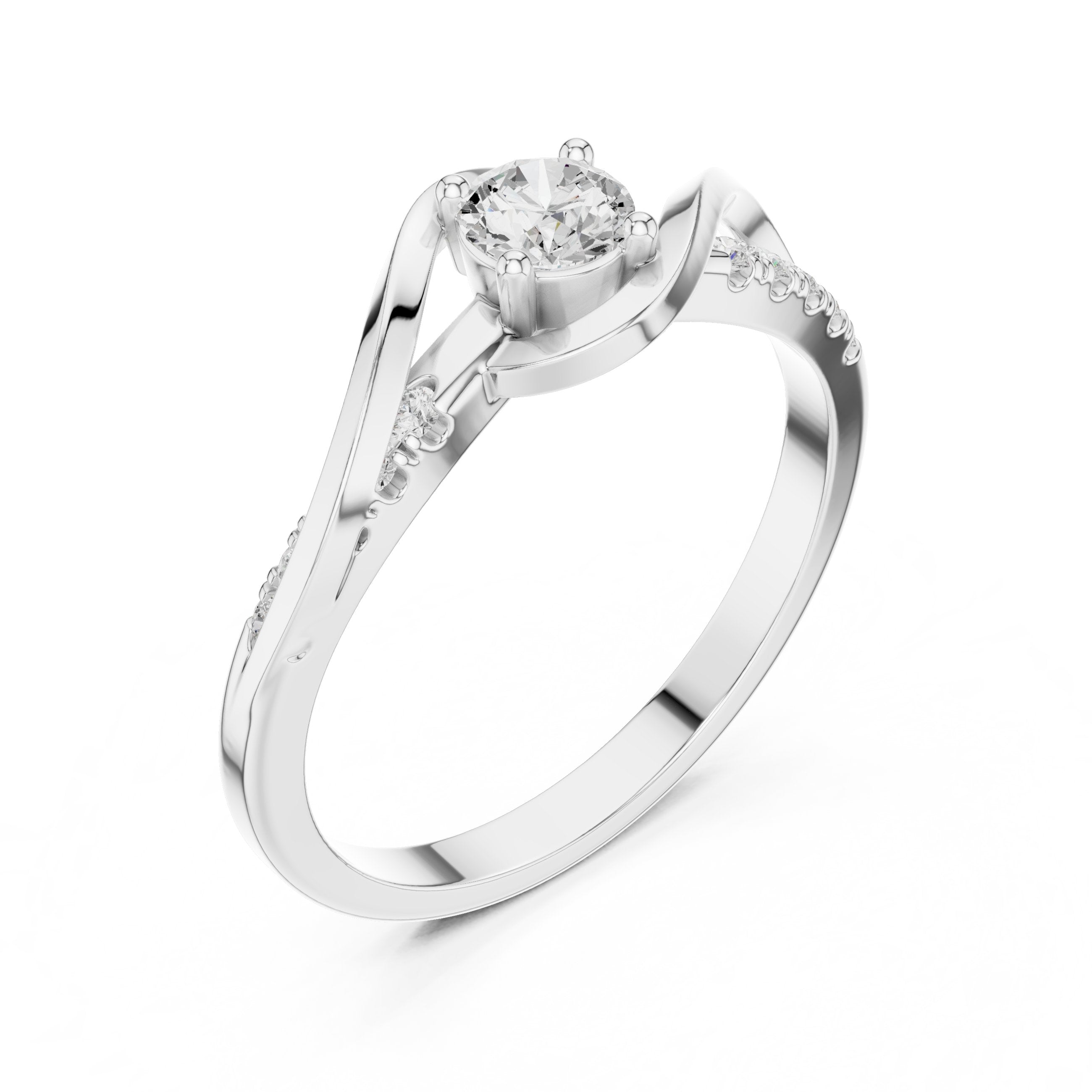 Diamond Infinity Twist Solitaire Ring in White Gold - VYKA Diamonds