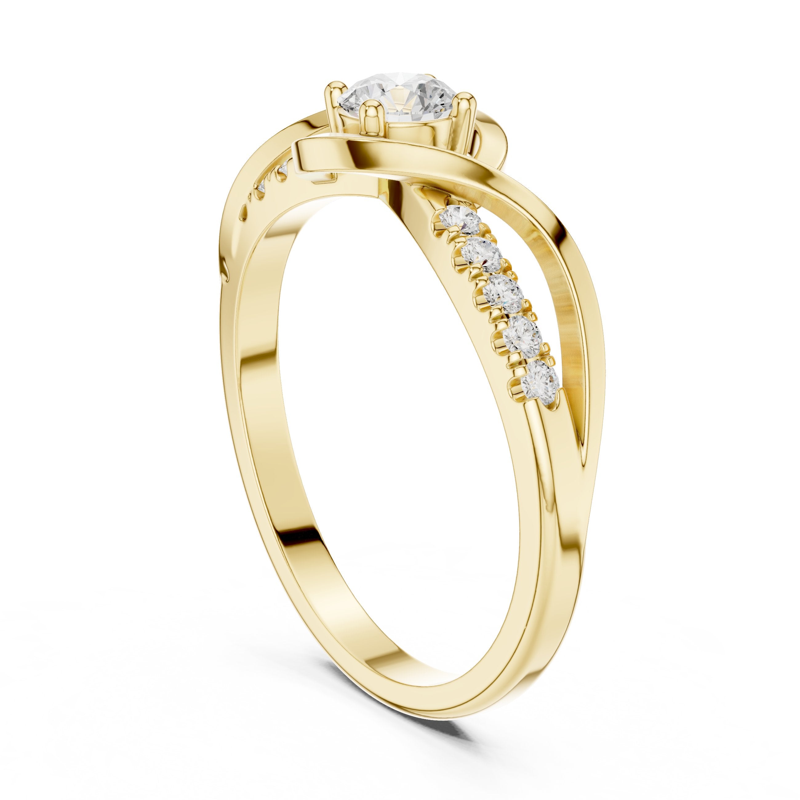 Diamond Infinity Twist Solitaire Ring in Yellow Gold - VYKA Diamonds
