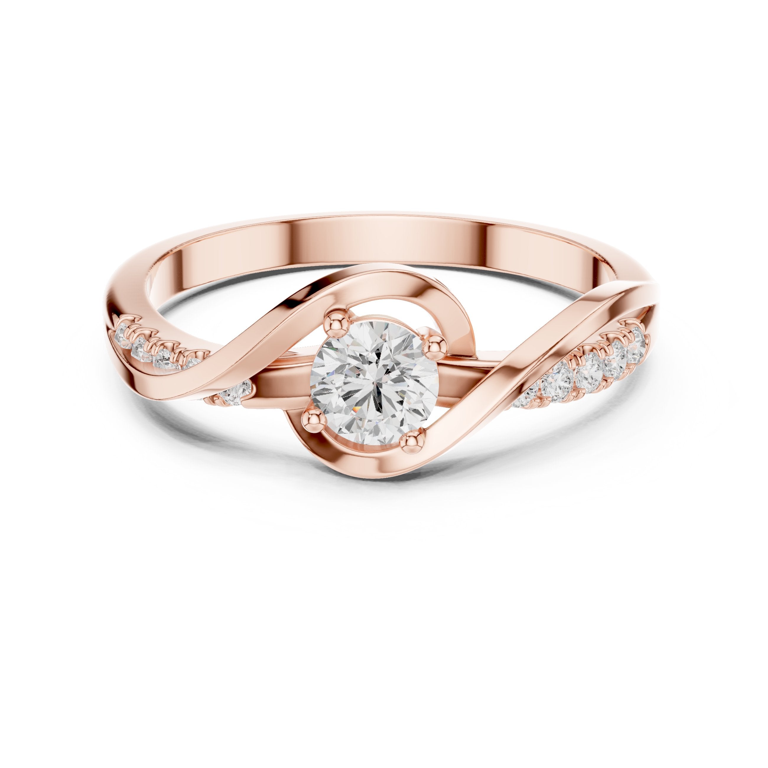 Diamond Infinity Twist Solitaire Ring in Rose Gold - VYKA Diamonds