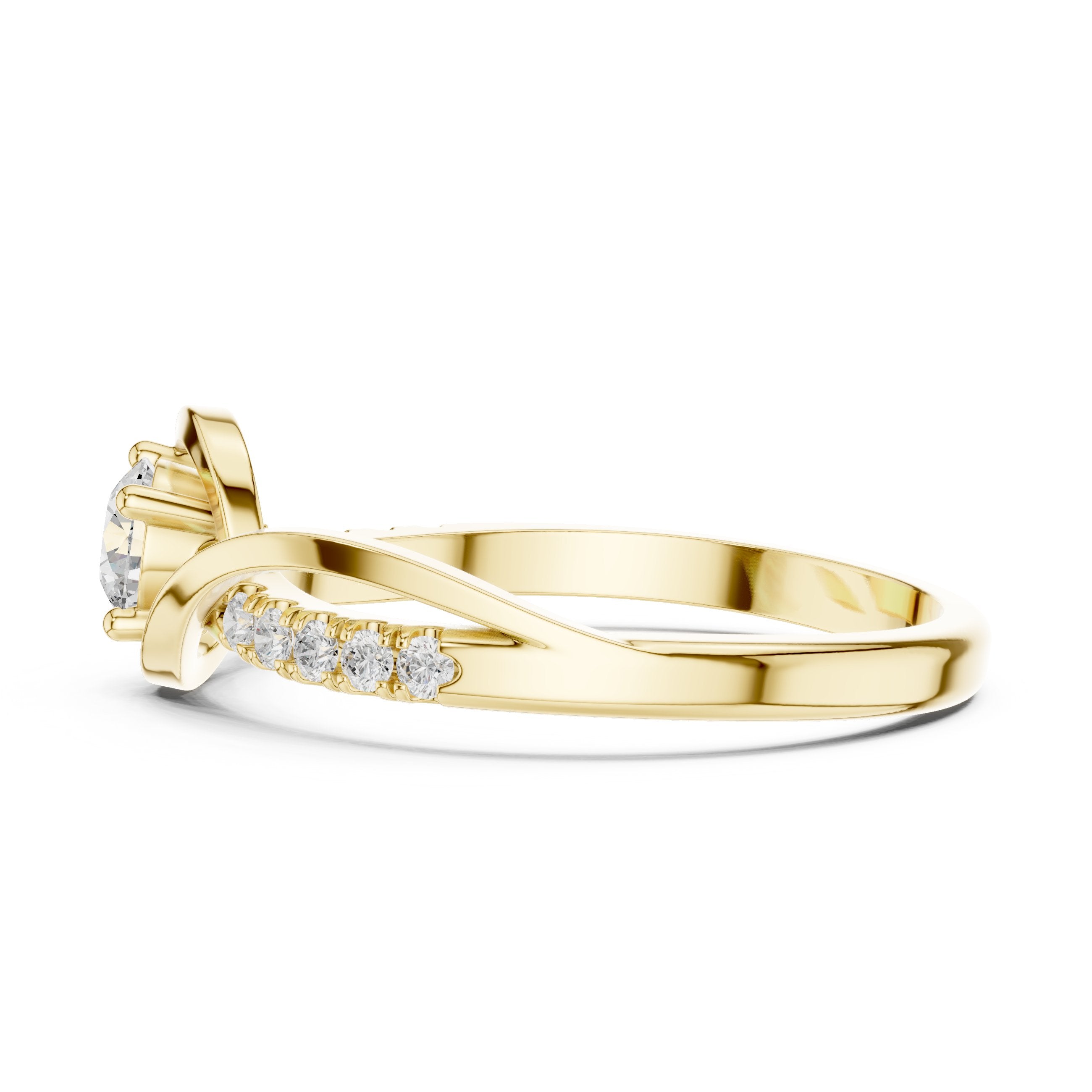 Diamond Infinity Twist Solitaire Ring in Yellow Gold - VYKA Diamonds