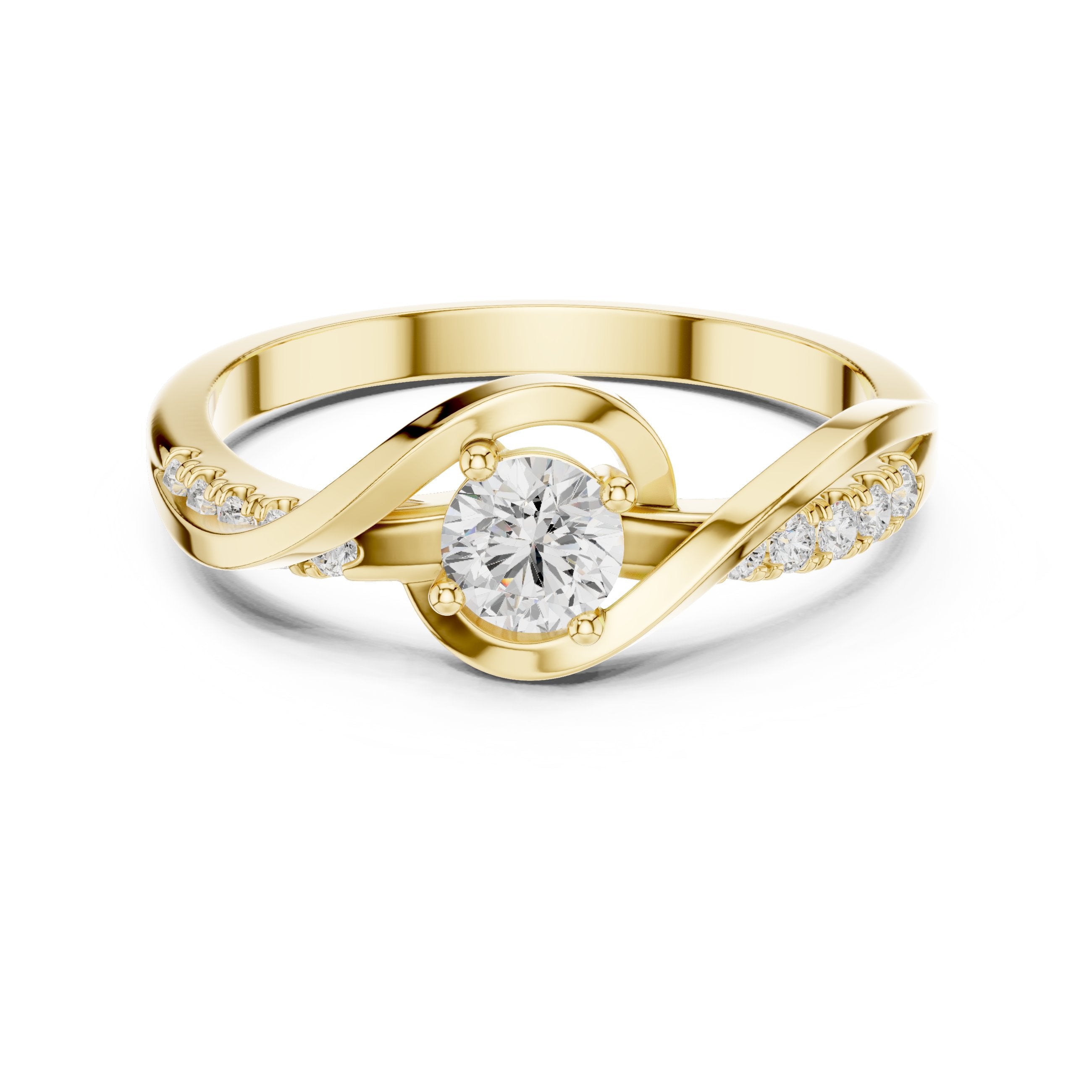 Diamond Infinity Twist Solitaire Ring in Yellow Gold - VYKA Diamonds