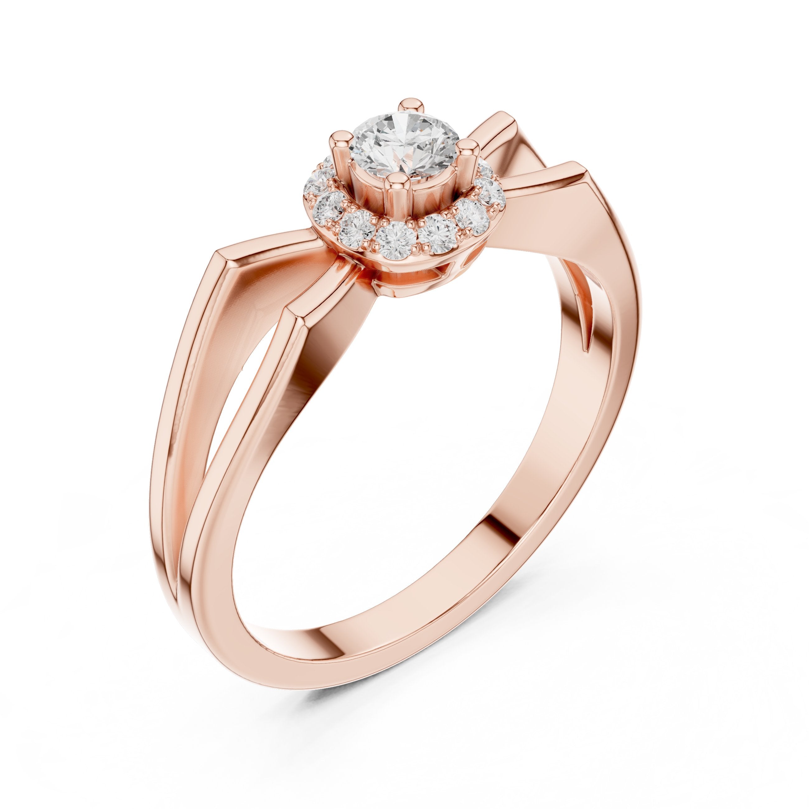 Heavenly Cluster Diamond Engagement Ring in Rose Gold - VYKA Diamonds