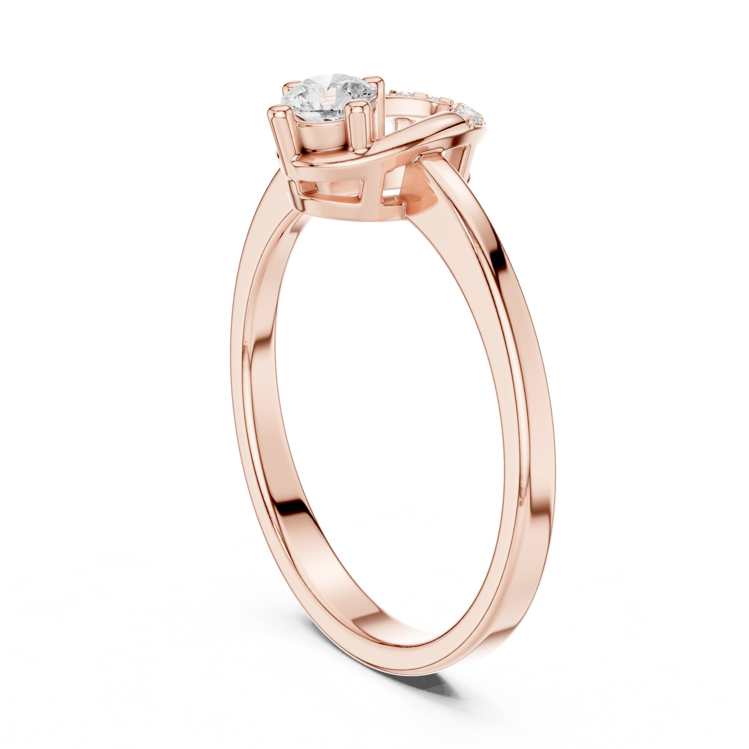 Poised Art Deco Diamond Engagement Ring in Rose Gold - VYKA Diamonds