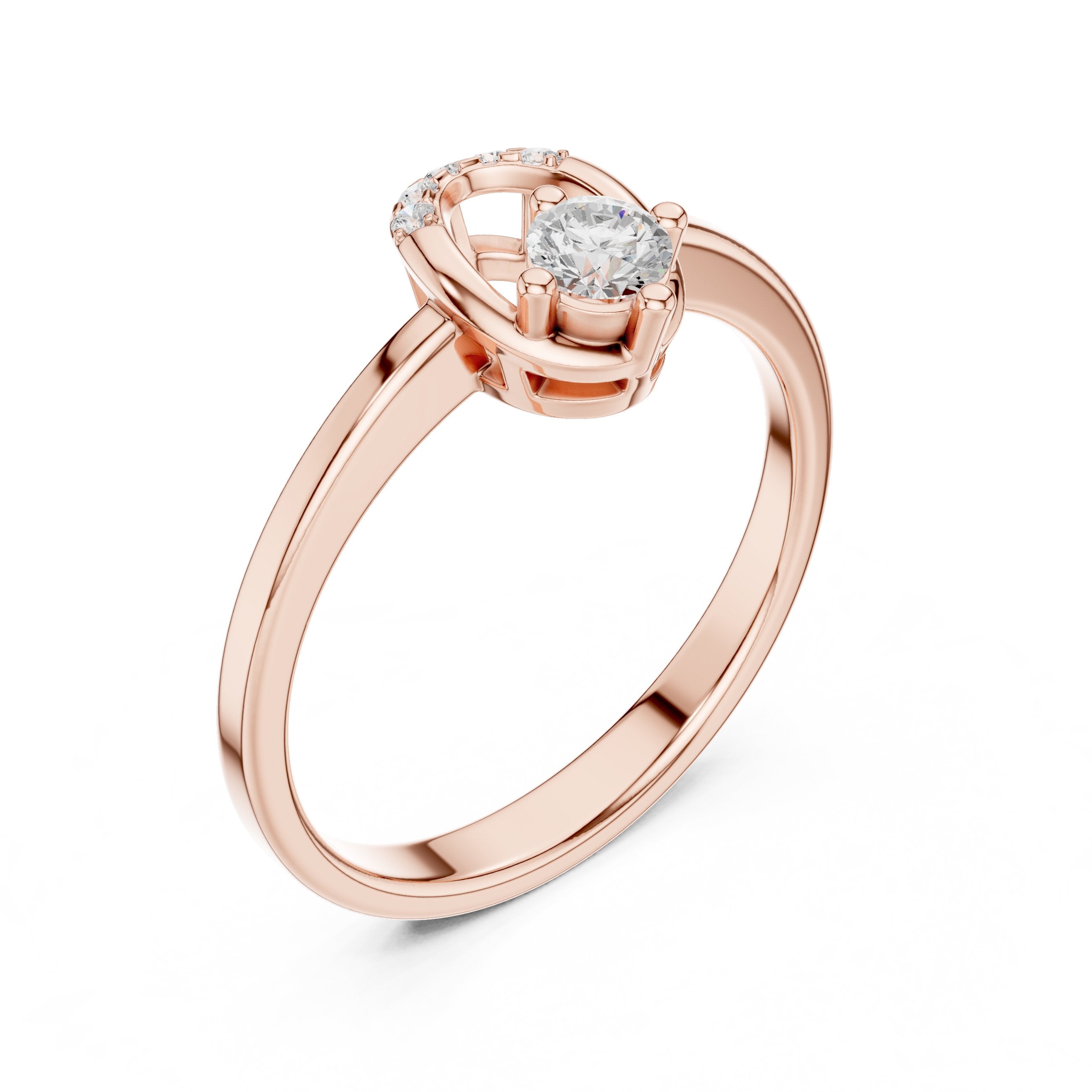 Poised Art Deco Diamond Engagement Ring in Rose Gold - VYKA Diamonds