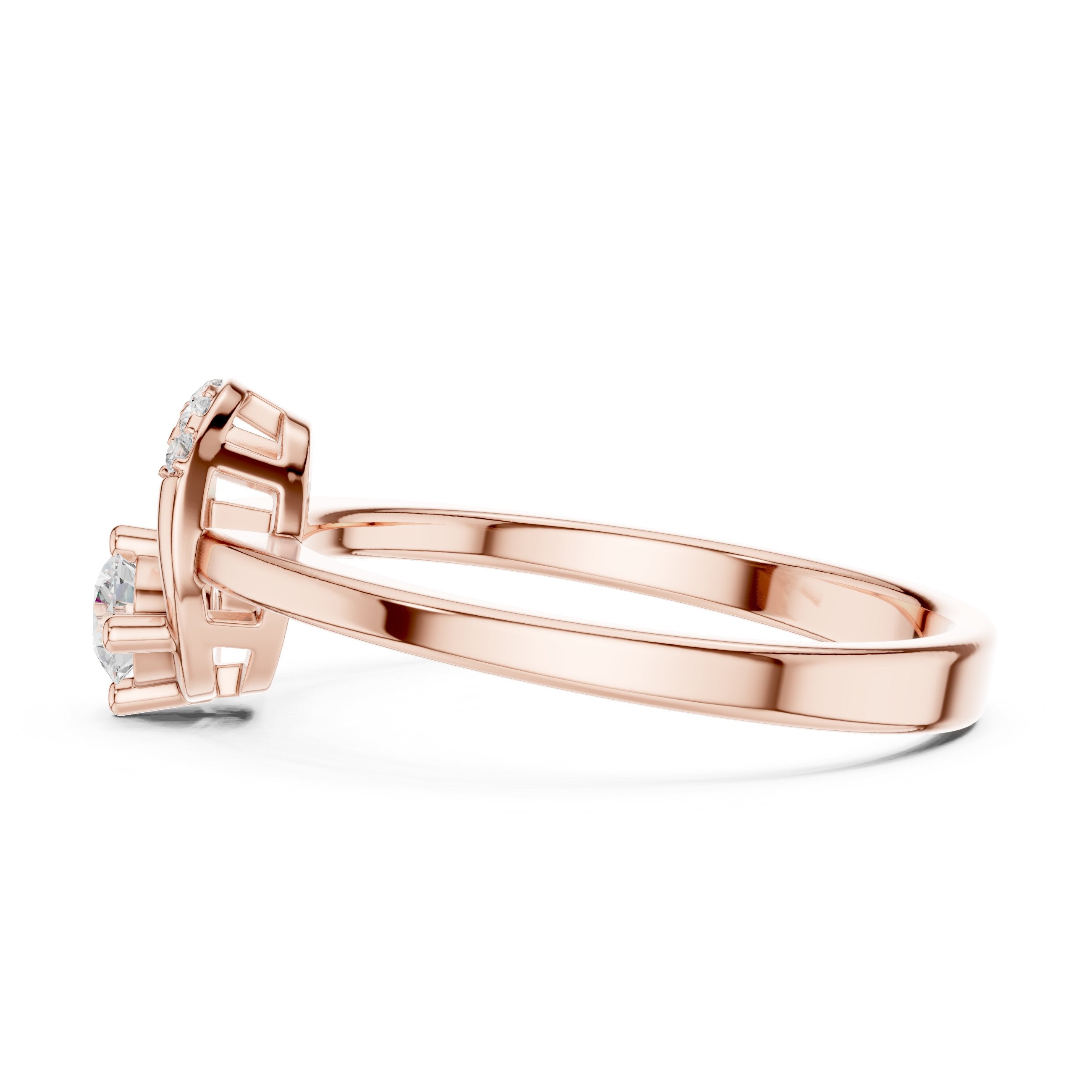 Poised Art Deco Diamond Engagement Ring in Rose Gold - VYKA Diamonds