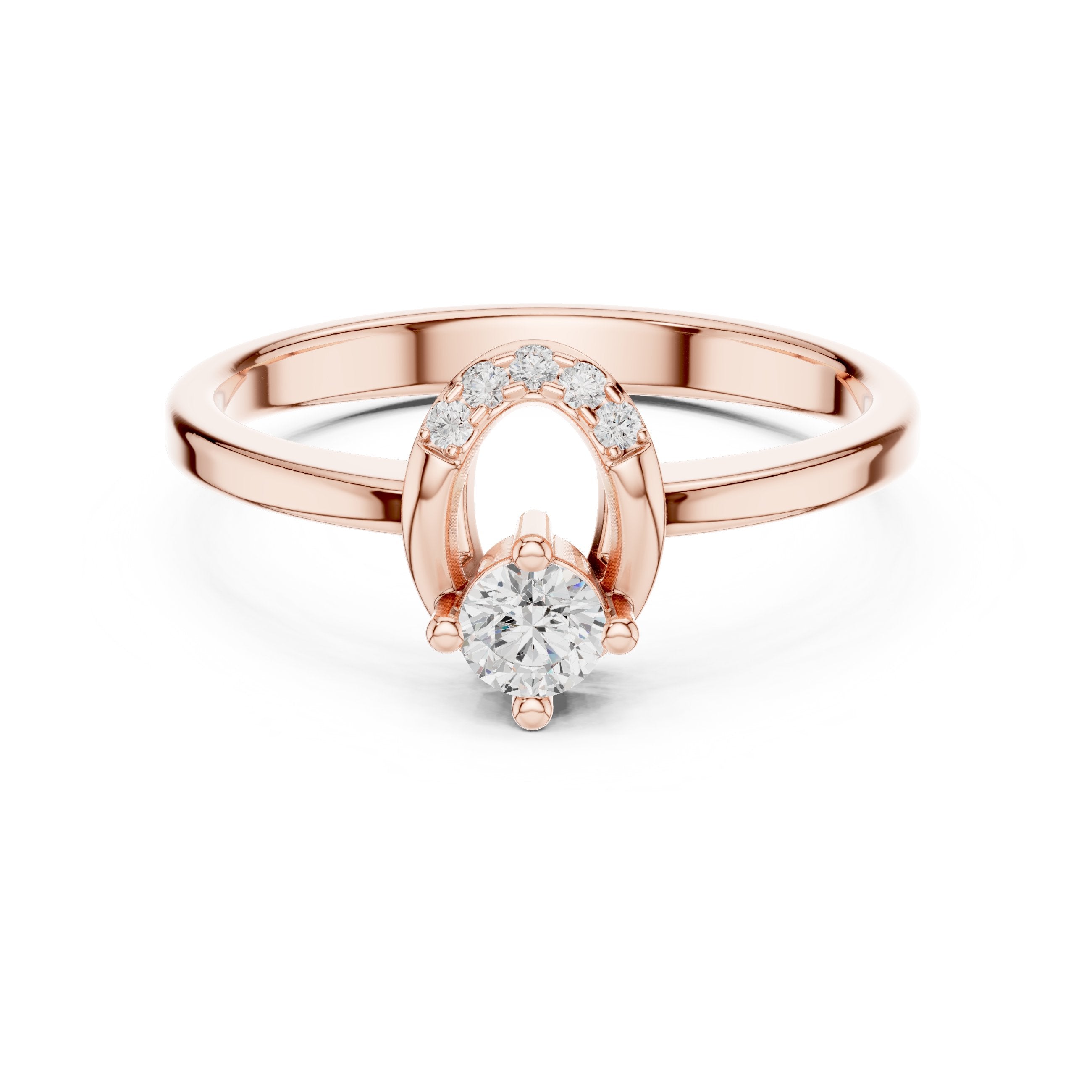 Poised Art Deco Diamond Engagement Ring in Rose Gold - VYKA Diamonds