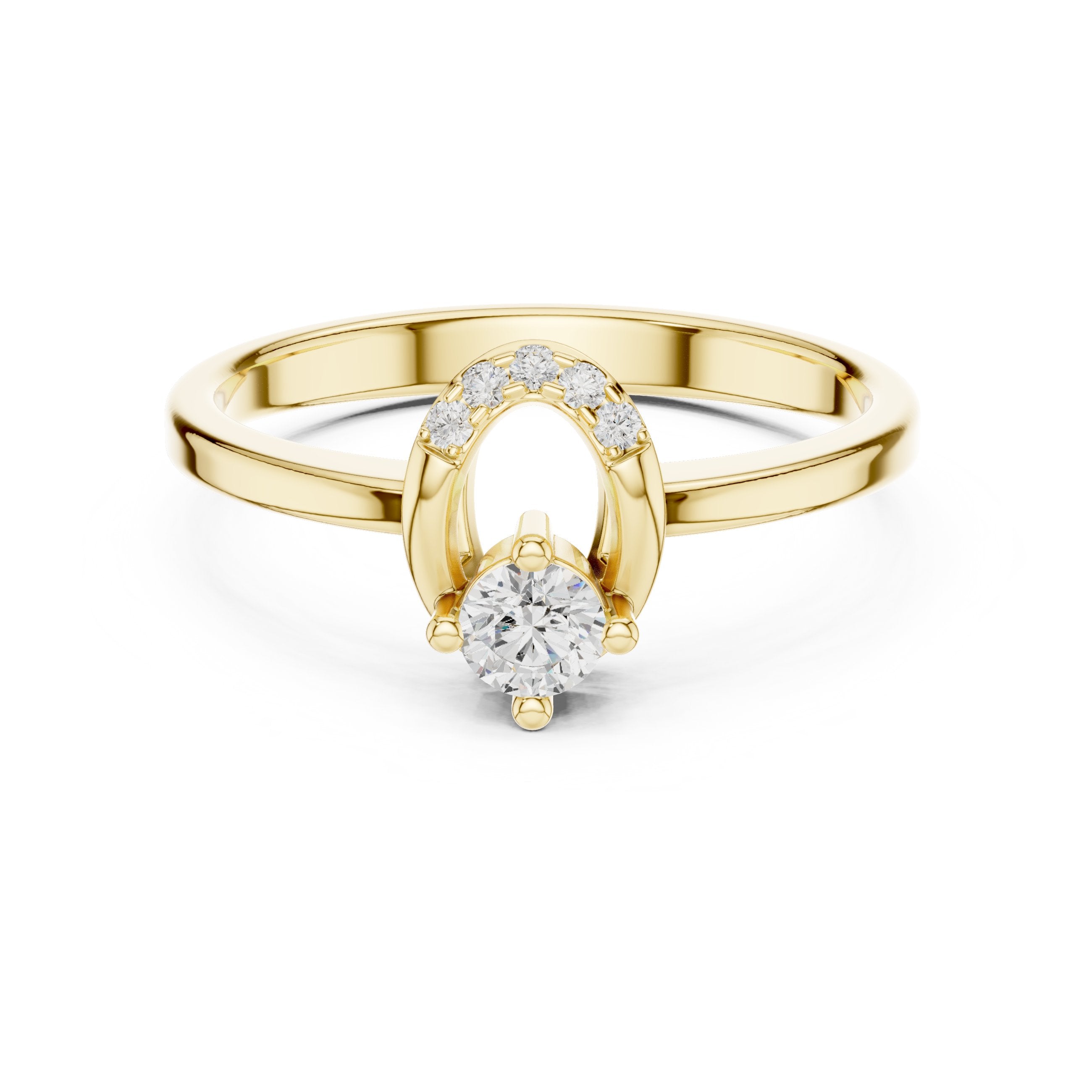 Poised Art Deco Diamond Engagement Ring in Yellow Gold - VYKA Diamonds
