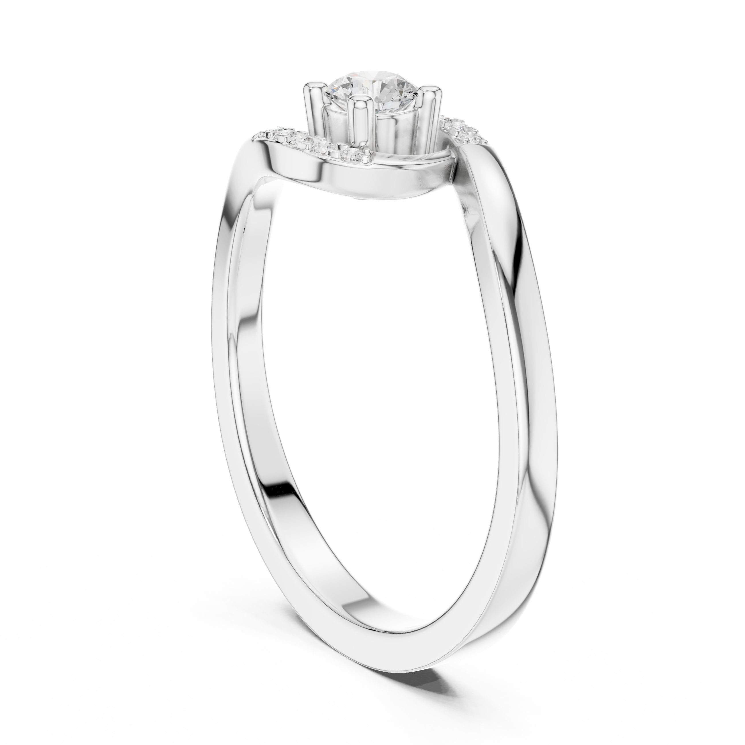 Rising Tapered Diamond Engagement Ring in White Gold - VYKA Diamonds