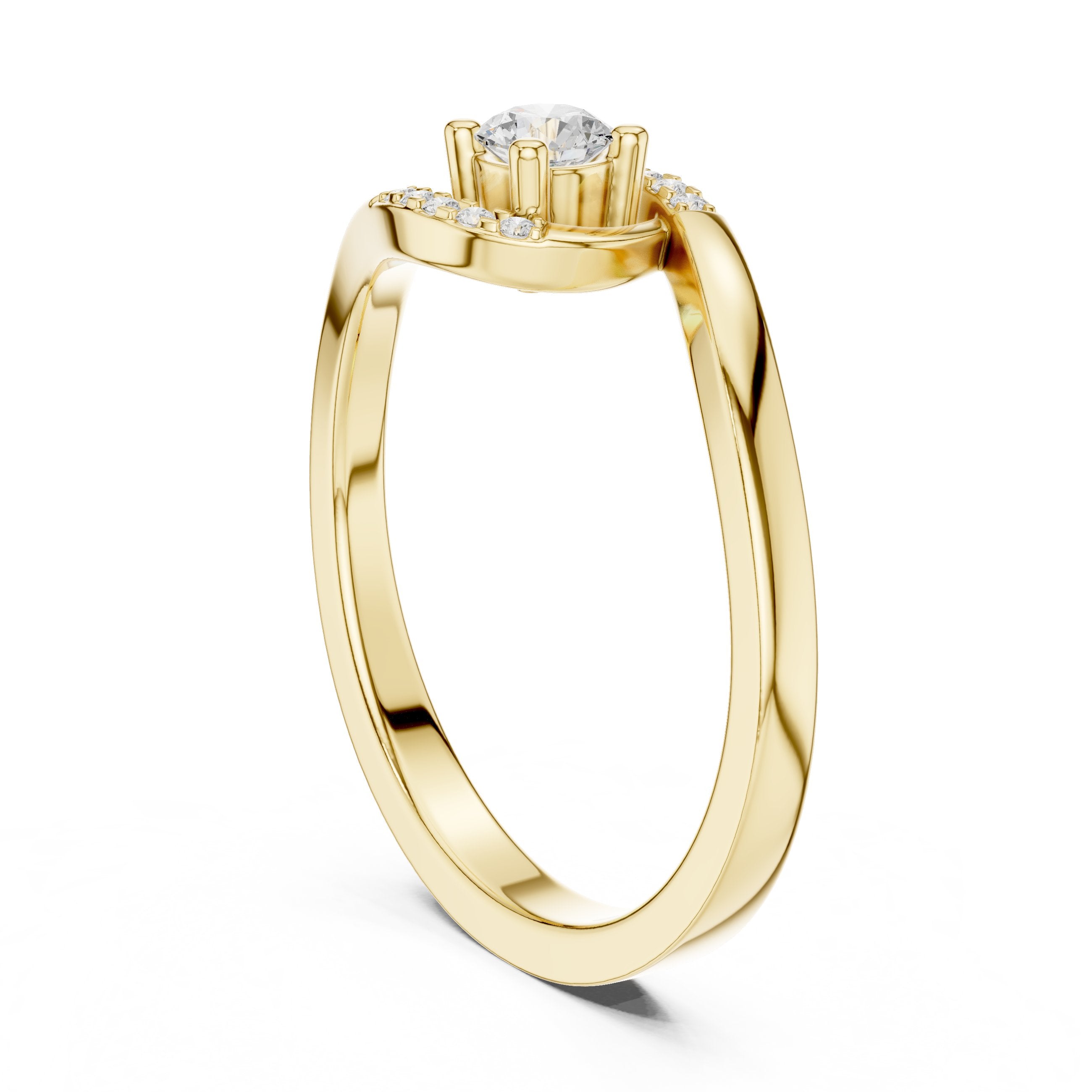 Rising Tapered Diamond Engagement Ring in Yellow Gold - VYKA Diamonds