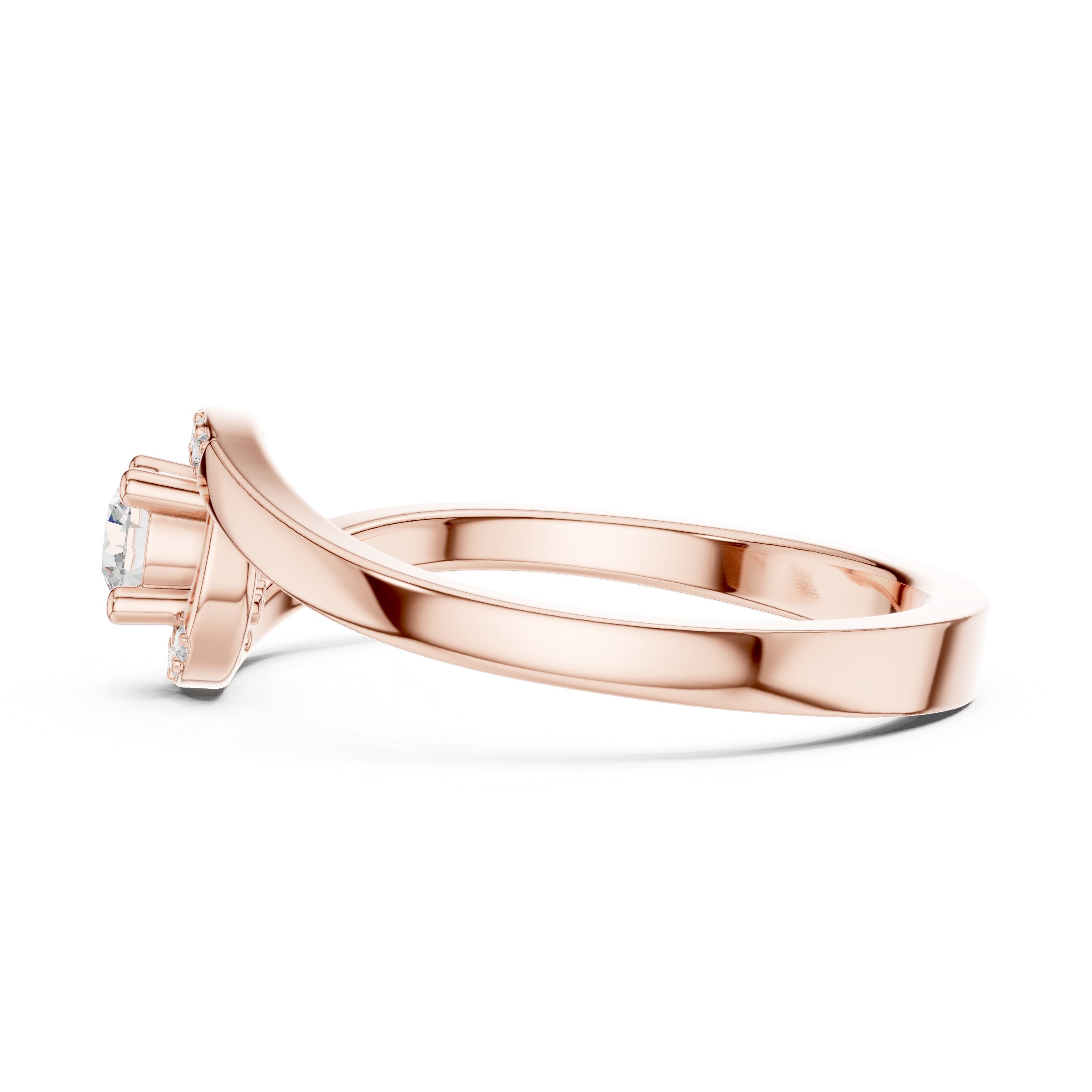 Rising Tapered Diamond Engagement Ring in Rose Gold - VYKA Diamonds