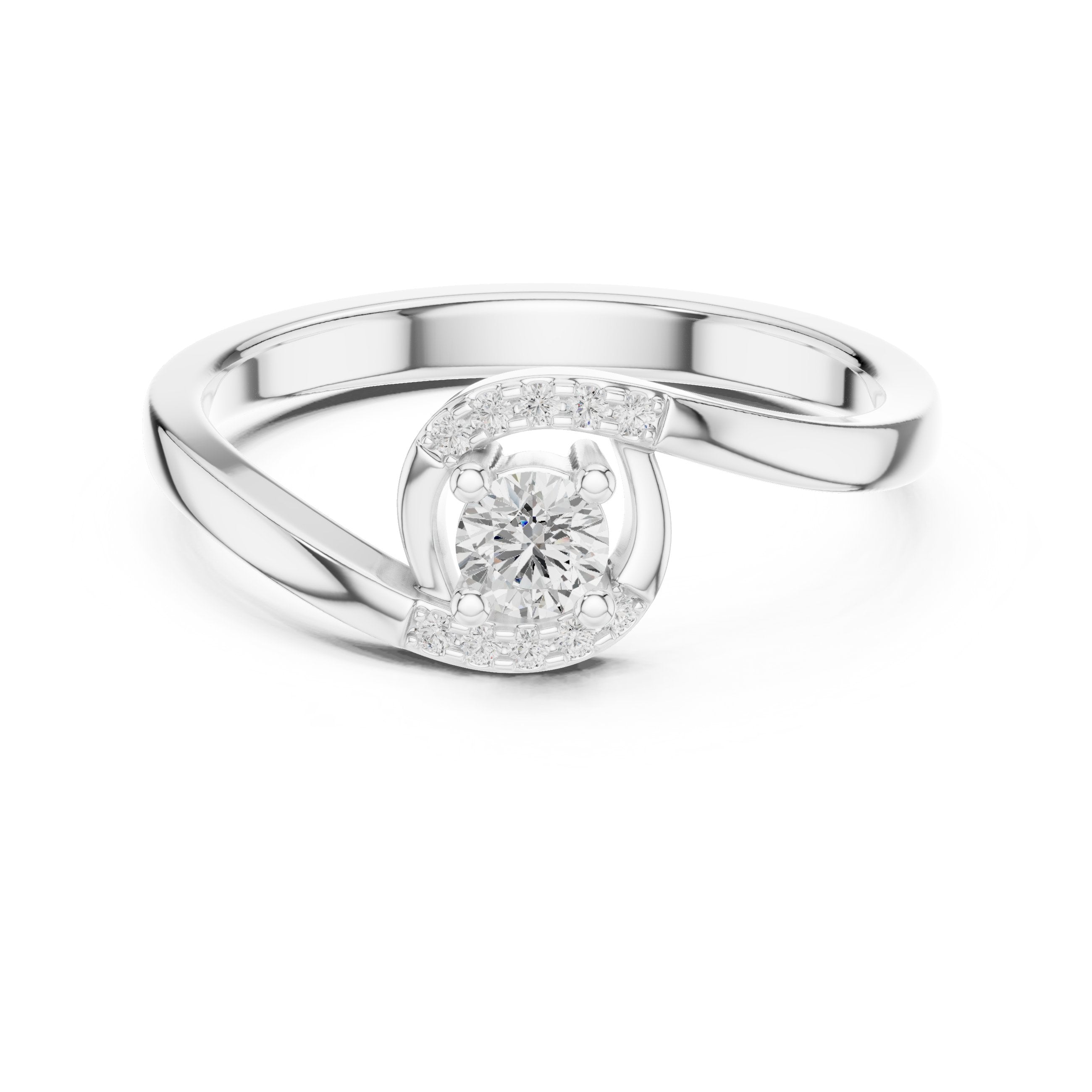 Rising Tapered Diamond Engagement Ring in White Gold - VYKA Diamonds