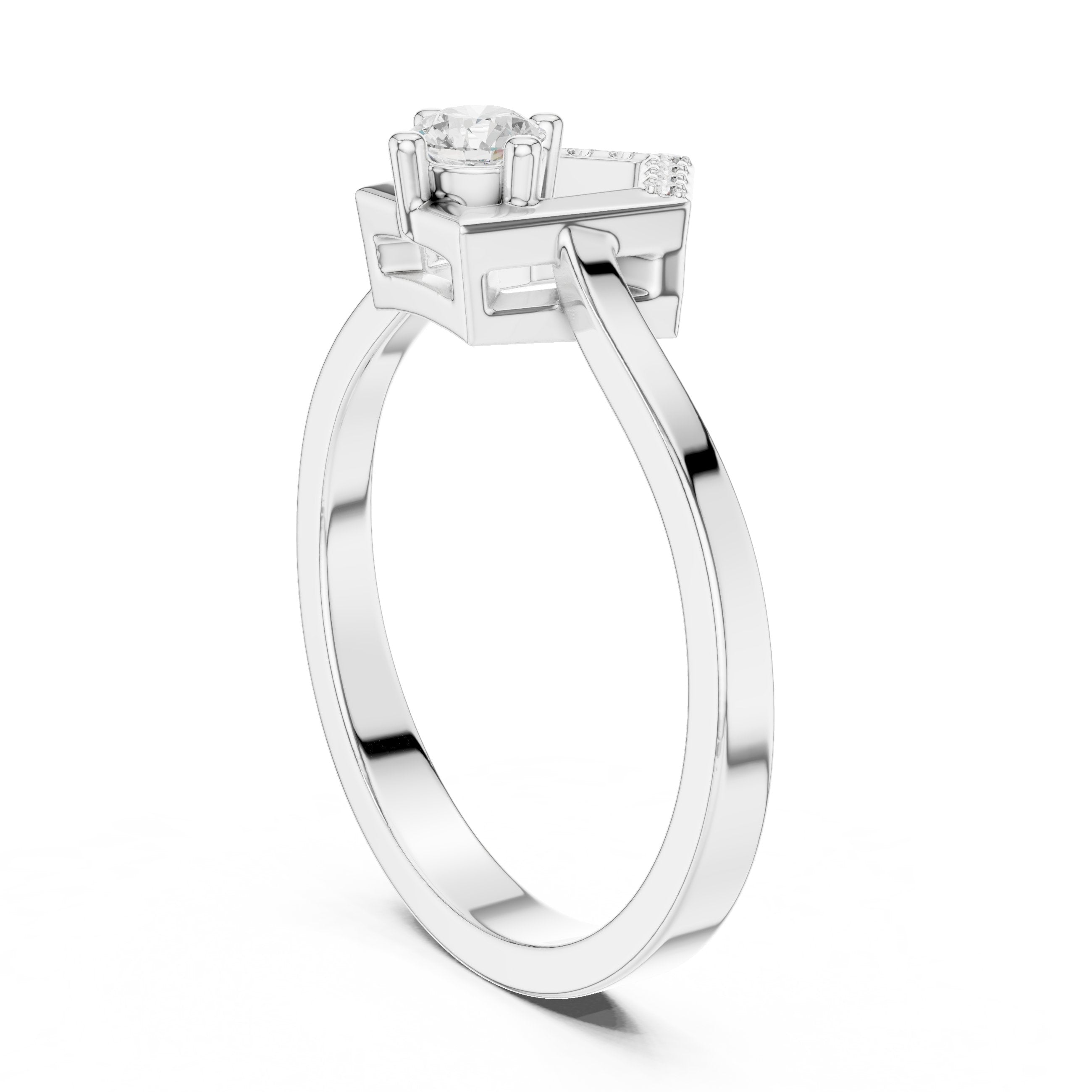 Dawn Filigree Diamond Engagement Ring in White Gold - VYKA Diamonds