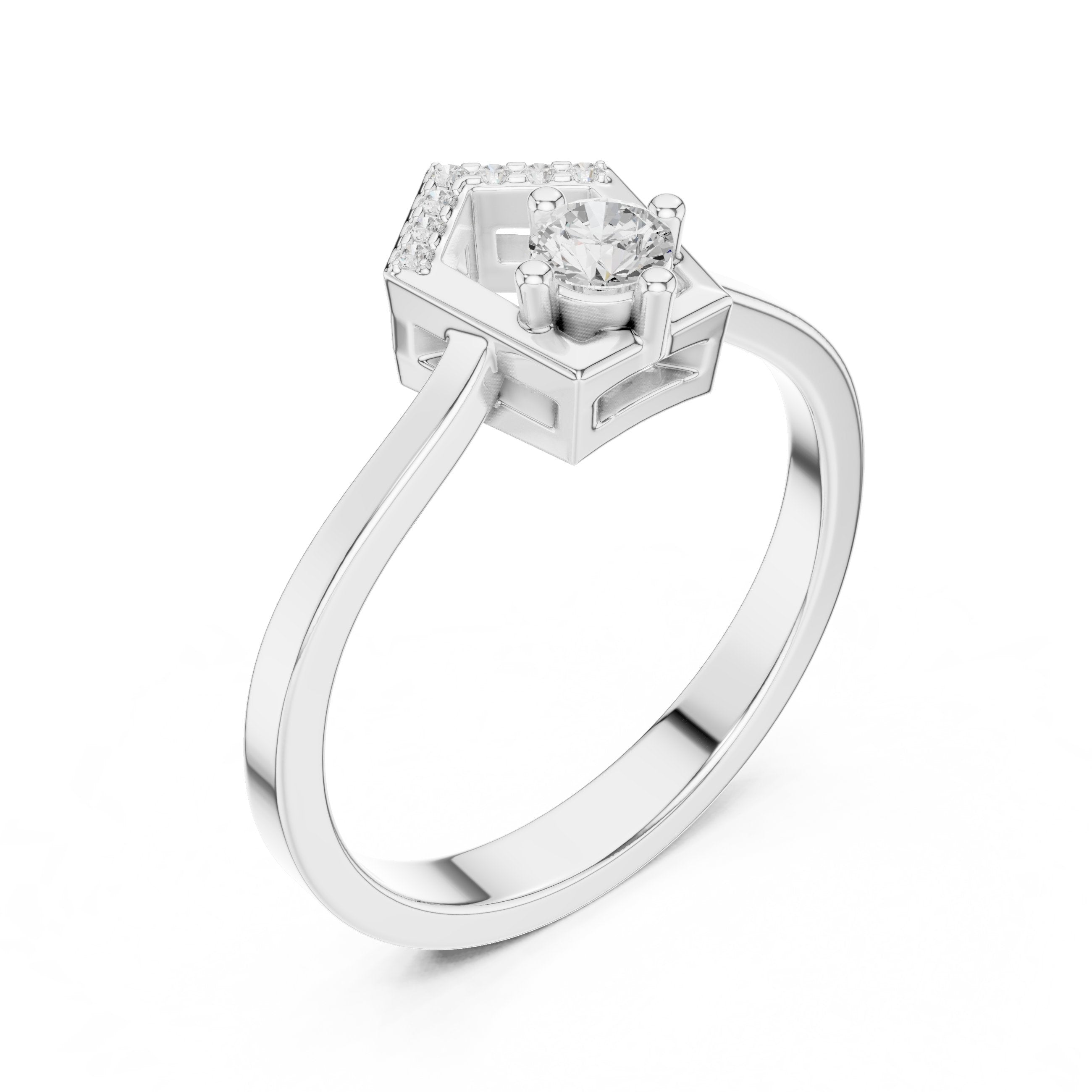 Dawn Filigree Diamond Engagement Ring in White Gold - VYKA Diamonds