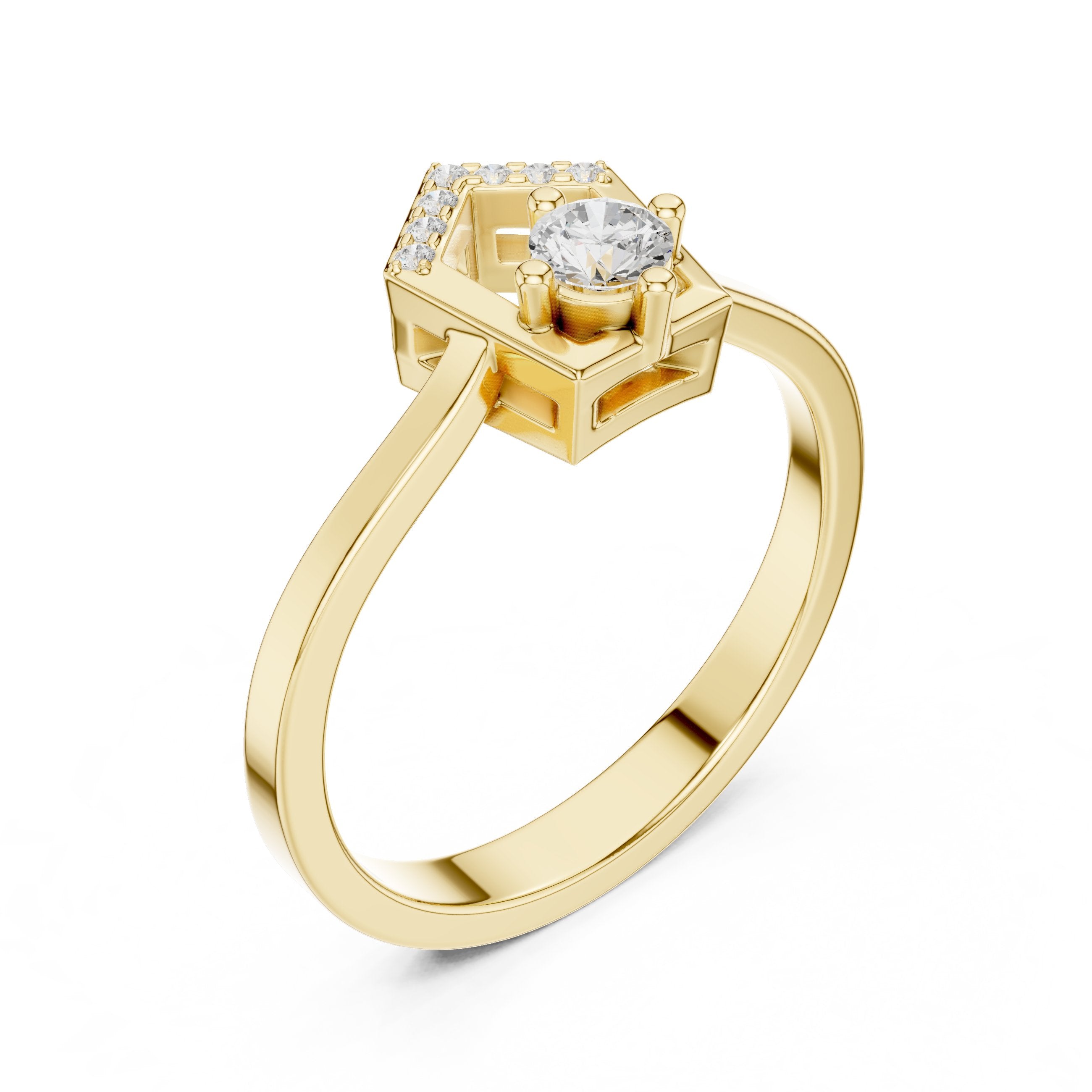 Dawn Filigree Diamond Engagement Ring in Yellow Gold - VYKA Diamonds