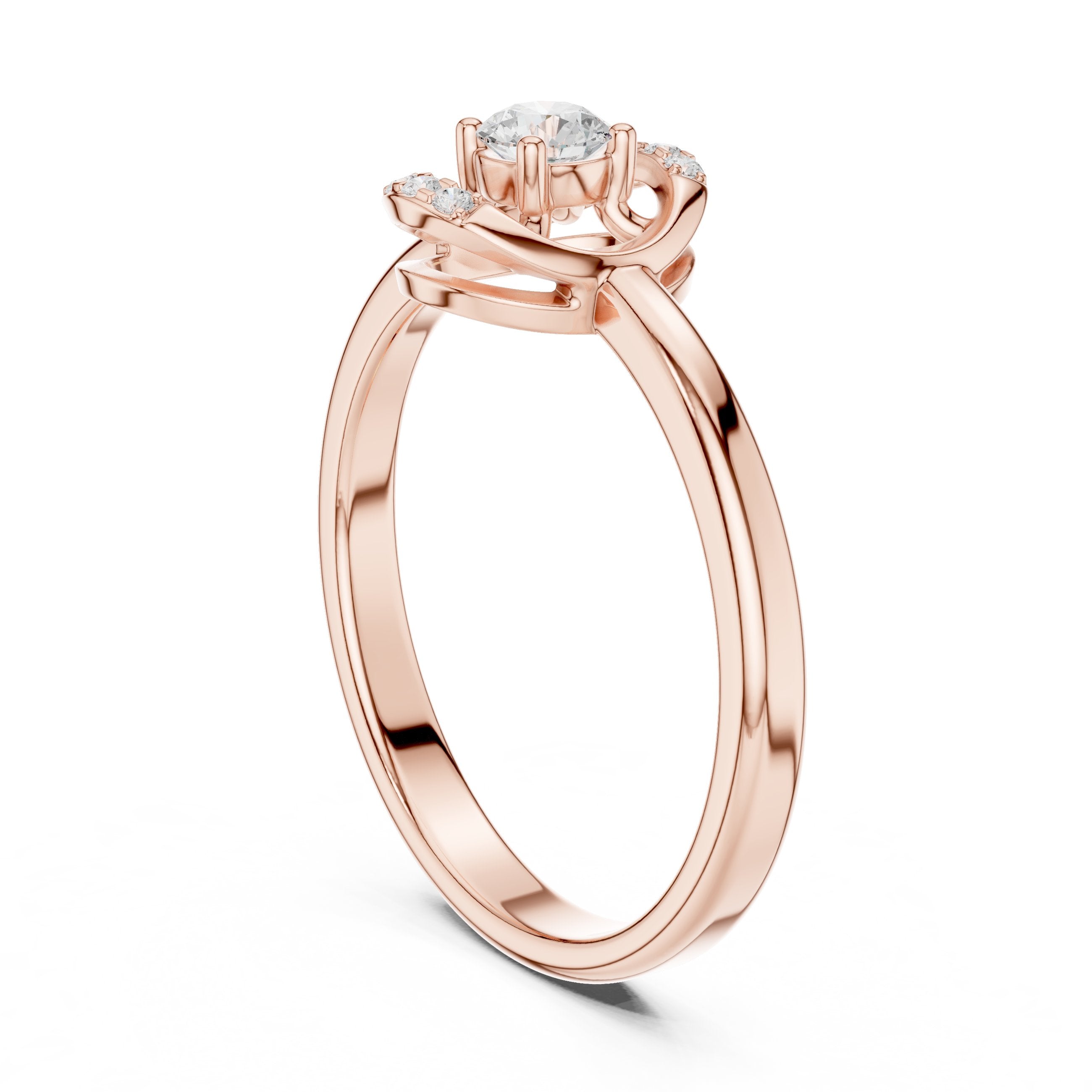 Opal Channel Set Diamond Engagement Ring in Rose Gold - VYKA Diamonds