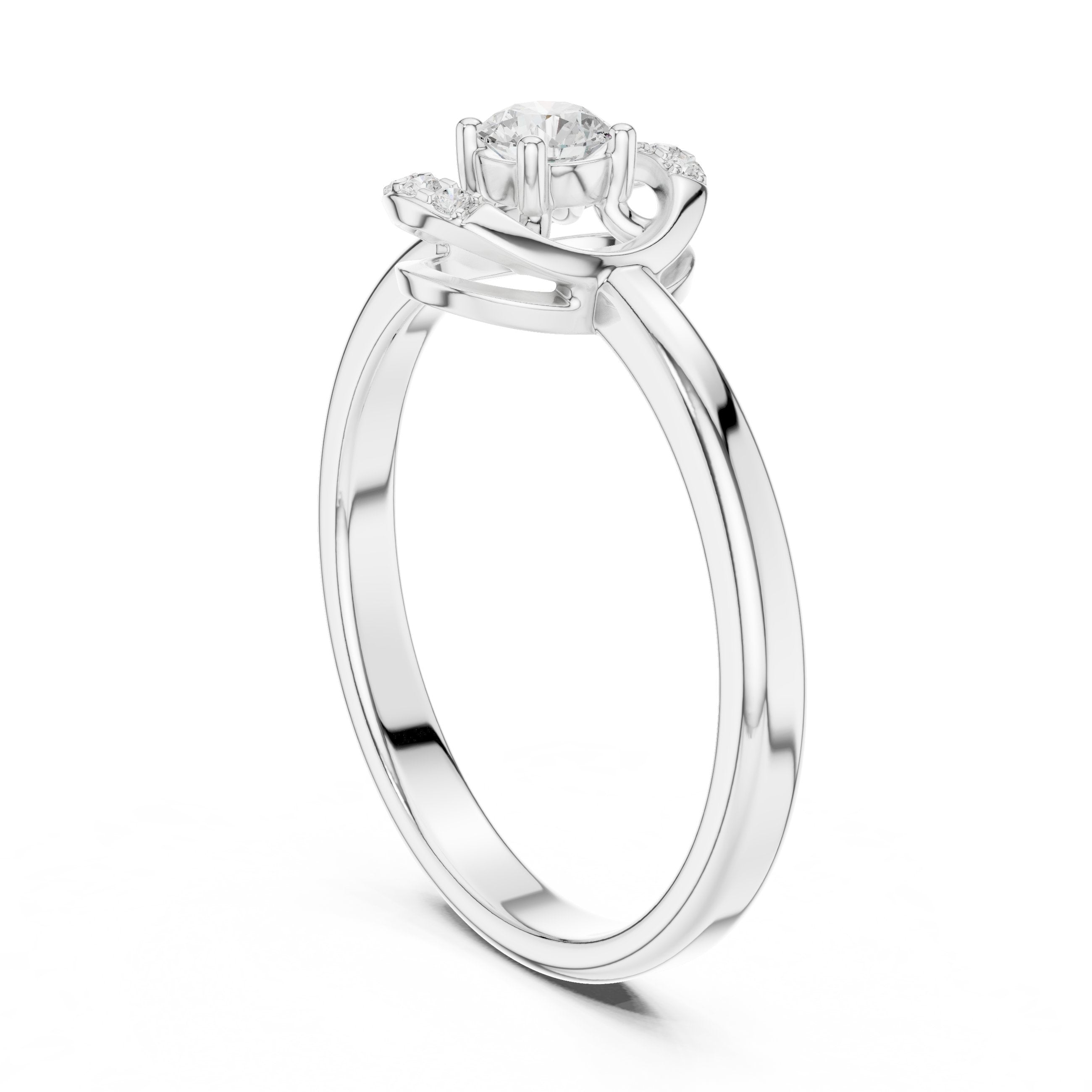 Opal Channel Set Diamond Engagement Ring in White Gold - VYKA Diamonds