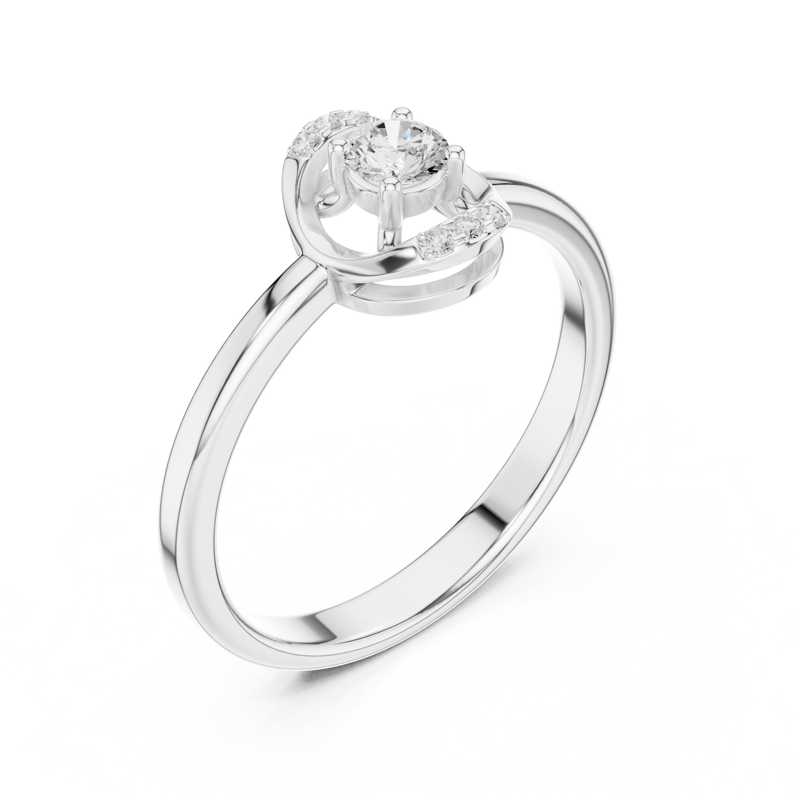 Opal Channel Set Diamond Engagement Ring in White Gold - VYKA Diamonds