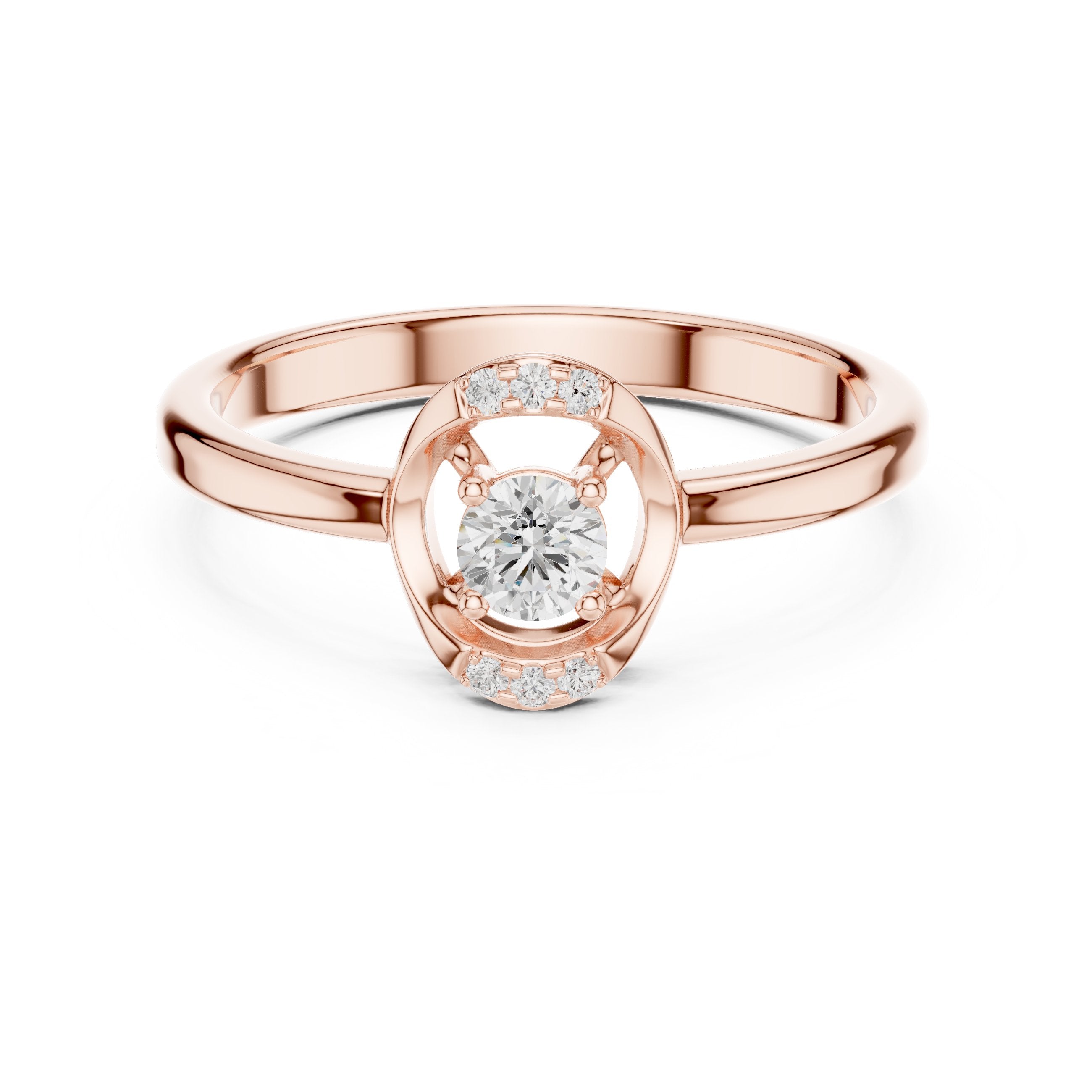 Opal Channel Set Diamond Engagement Ring in Rose Gold - VYKA Diamonds